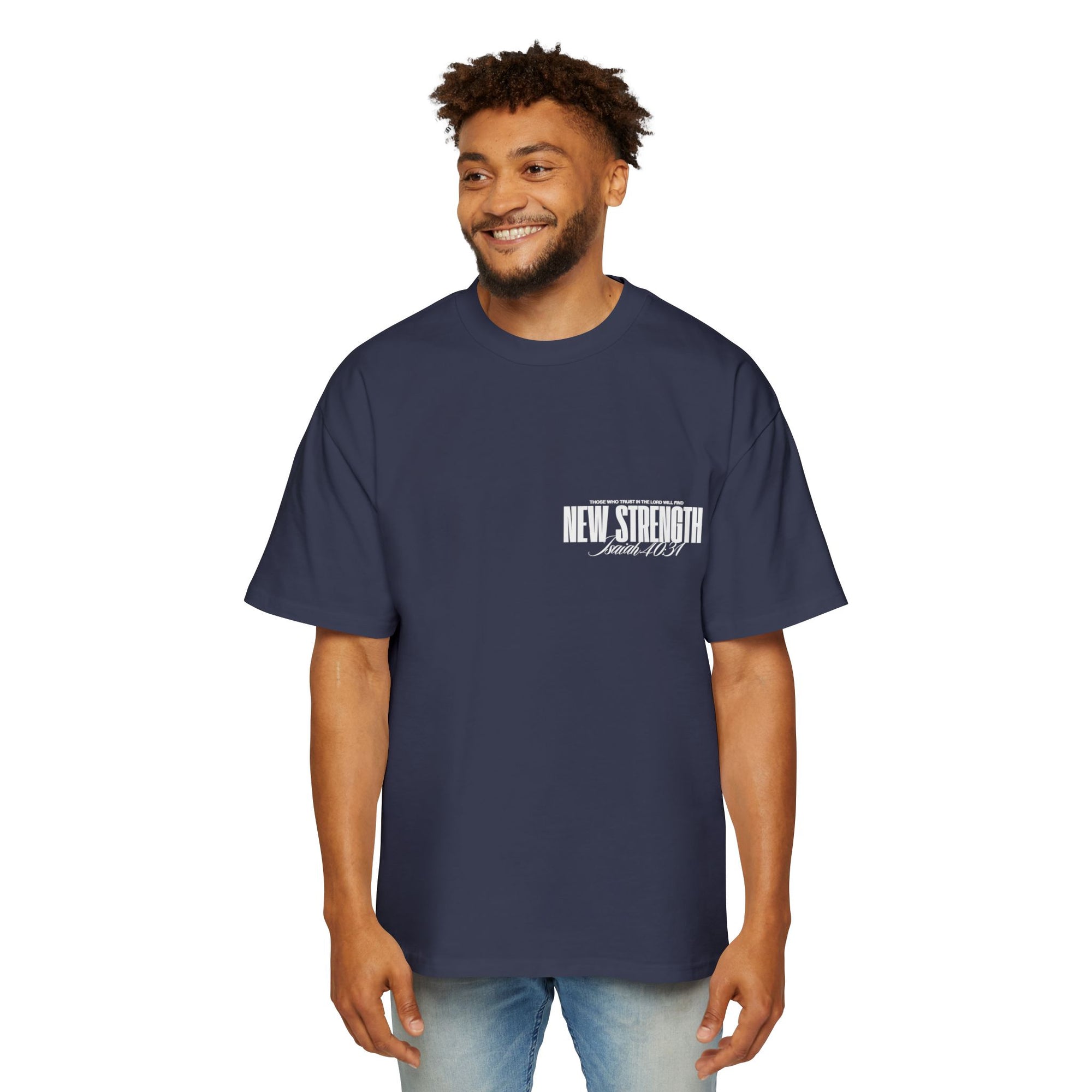 Soar with Strength – Oversized Tee Inspired by Isaiah 40:31 Men's Heavy Oversized Tee: Empowering Graphic Tee, Casual Streetwear, Unisex Comfort Shirt, Inspiring Gift for Him