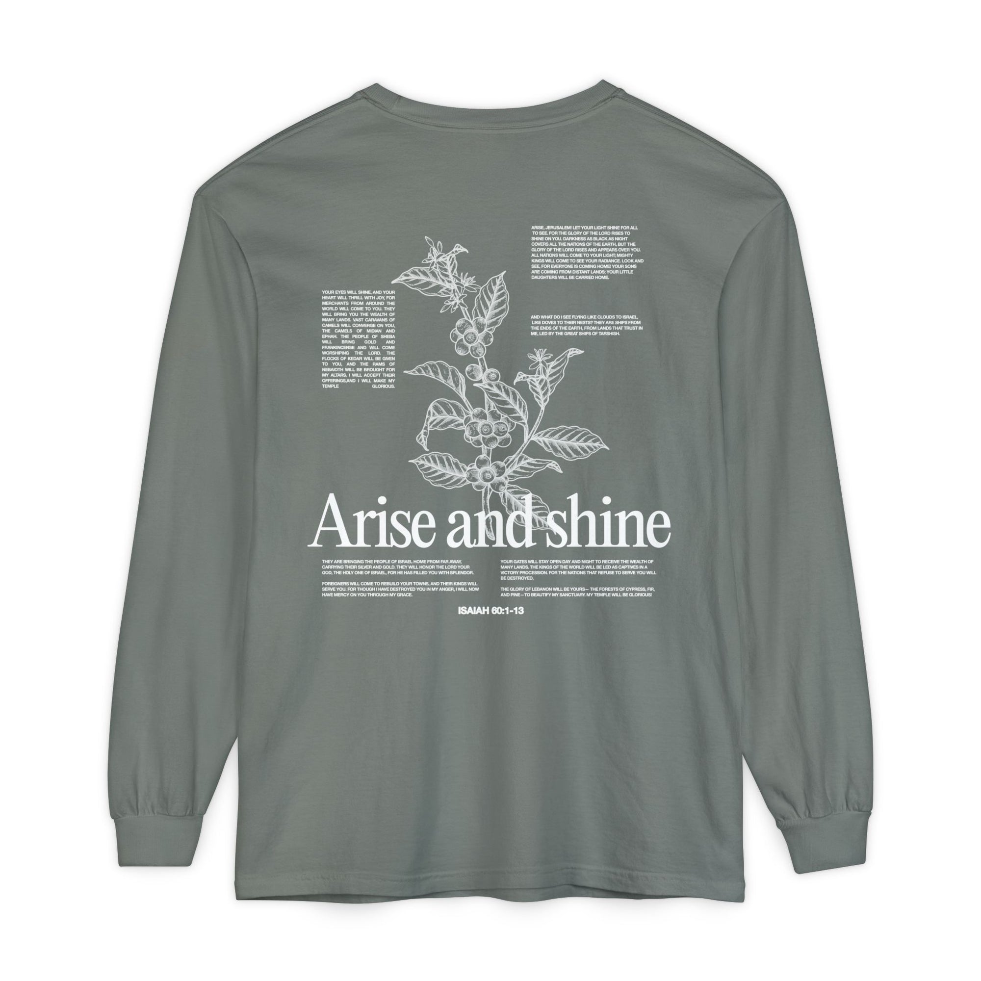 Arise and shine Long Sleeve T-Shirt, Positive Affirmation Tee, Gift for Her, Botanical Design, Everyday Wear, Spring Fashion