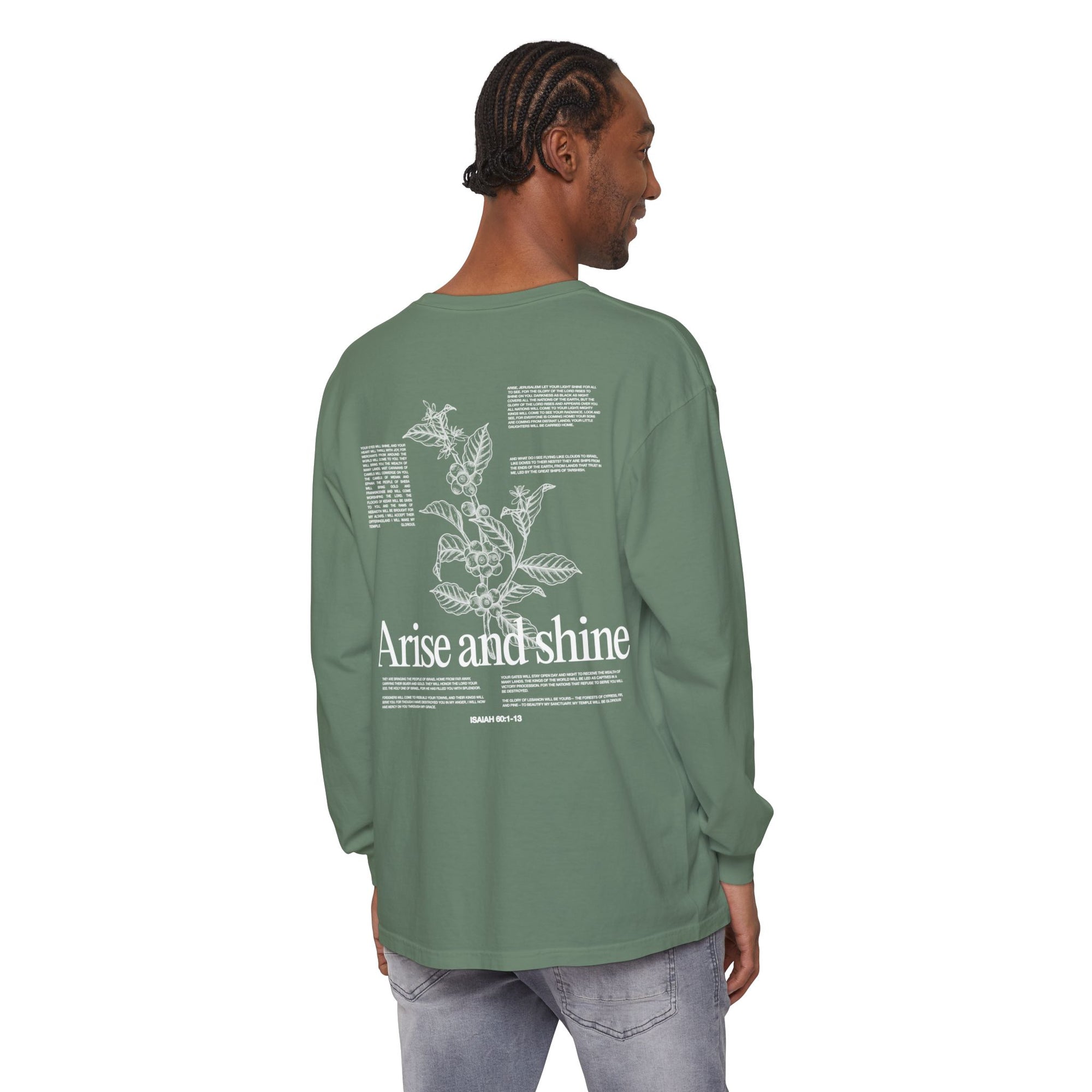 Arise and shine Long Sleeve T-Shirt, Positive Affirmation Tee, Gift for Her, Botanical Design, Everyday Wear, Spring Fashion