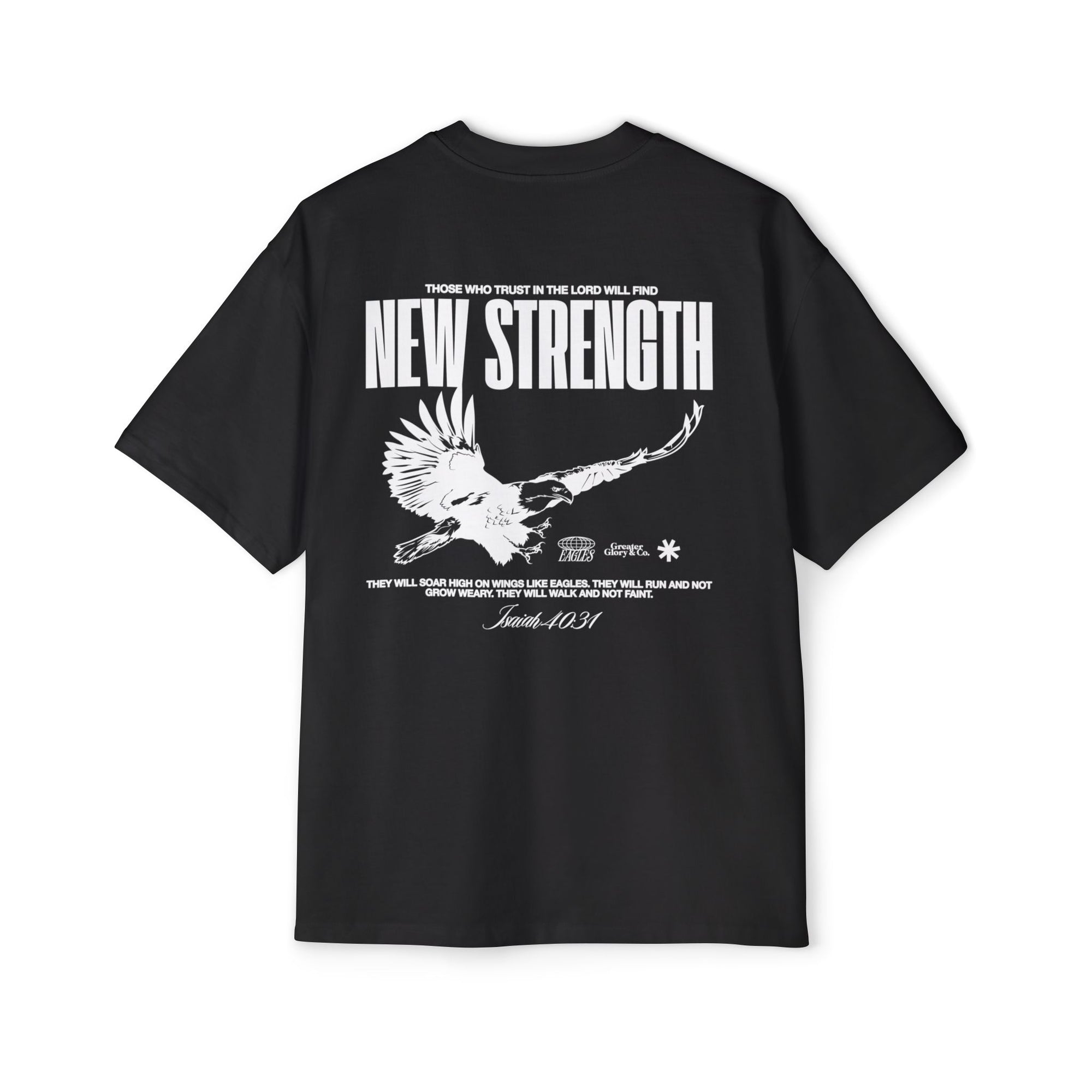Soar with Strength – Oversized Tee Inspired by Isaiah 40:31 Men's Heavy Oversized Tee: Empowering Graphic Tee, Casual Streetwear, Unisex Comfort Shirt, Inspiring Gift for Him
