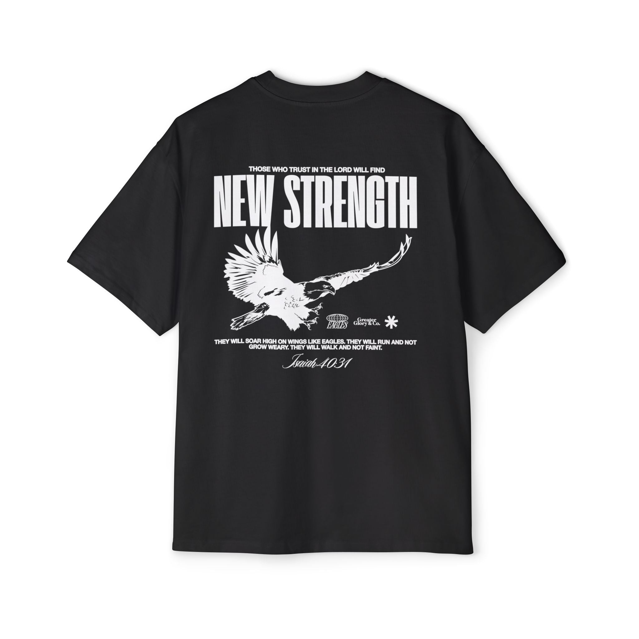 Soar with Strength – Oversized Tee Inspired by Isaiah 40:31 Men's Heavy Oversized Tee: Empowering Graphic Tee, Casual Streetwear, Unisex Comfort Shirt, Inspiring Gift for Him