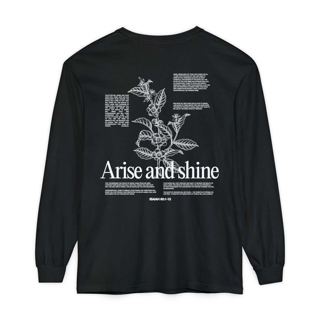 Arise and shine Long Sleeve T-Shirt, Positive Affirmation Tee, Gift for Her, Botanical Design, Everyday Wear, Spring Fashion