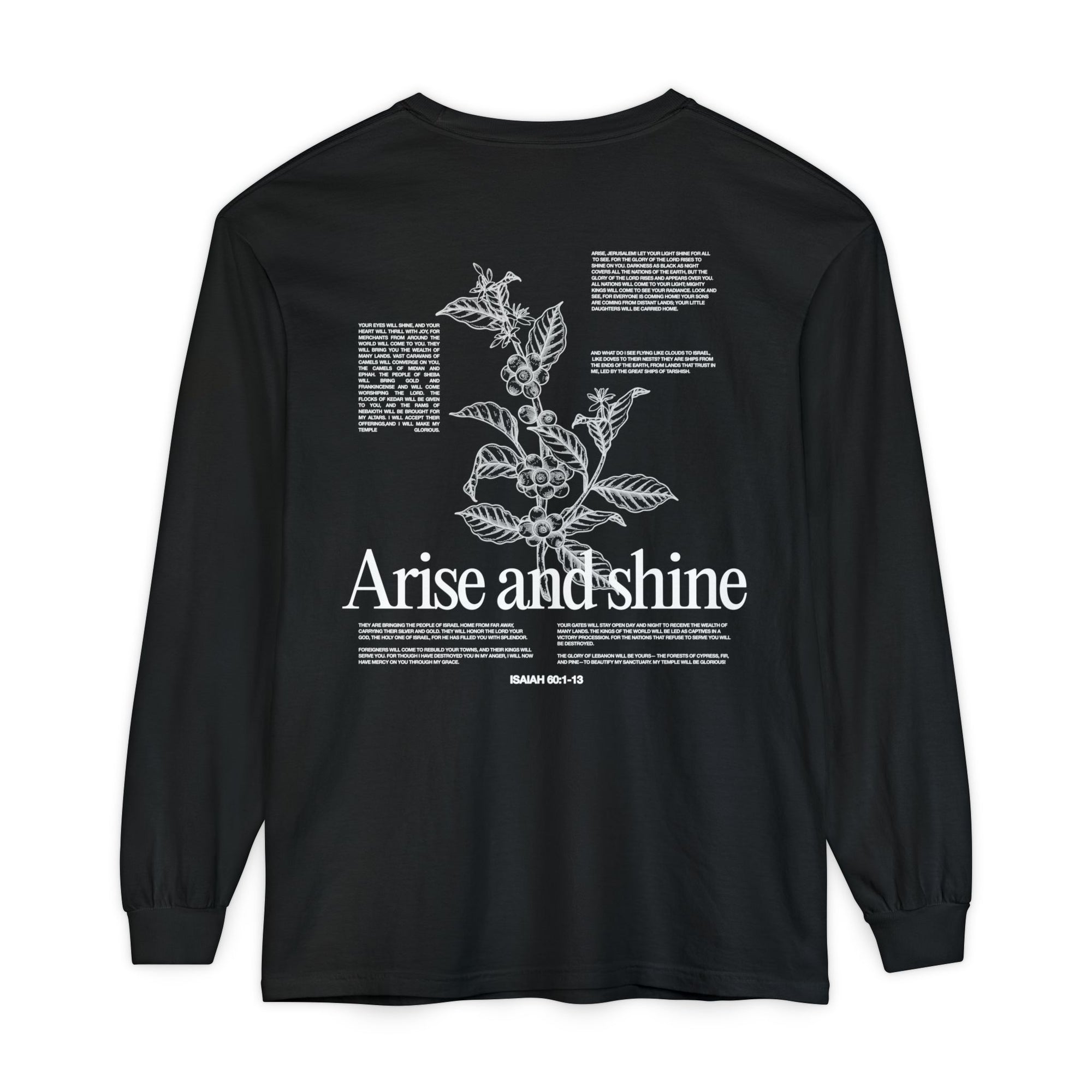 Arise and shine Long Sleeve T-Shirt, Positive Affirmation Tee, Gift for Her, Botanical Design, Everyday Wear, Spring Fashion