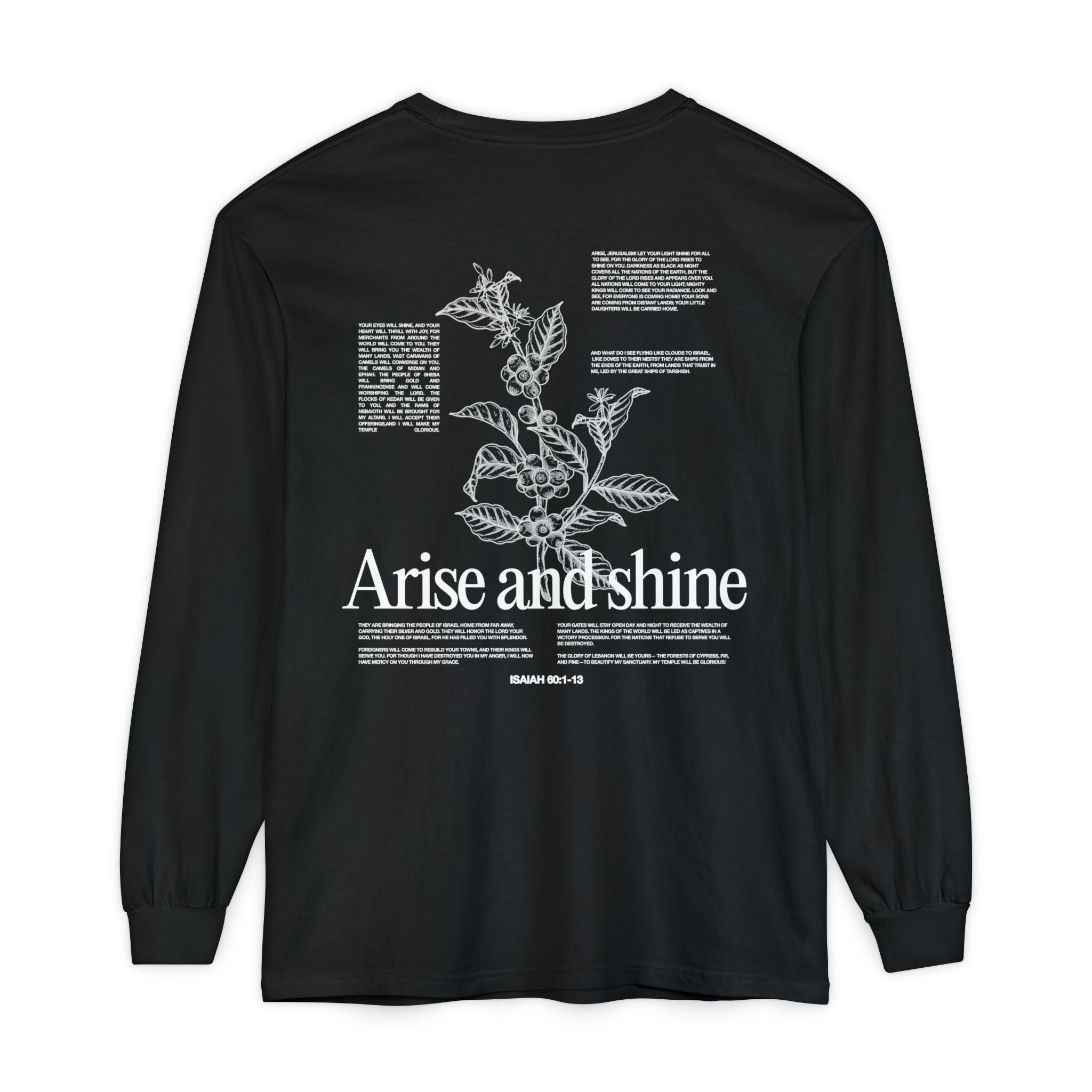 Arise and shine Long Sleeve T-Shirt, Positive Affirmation Tee, Gift for Her, Botanical Design, Everyday Wear, Spring Fashion