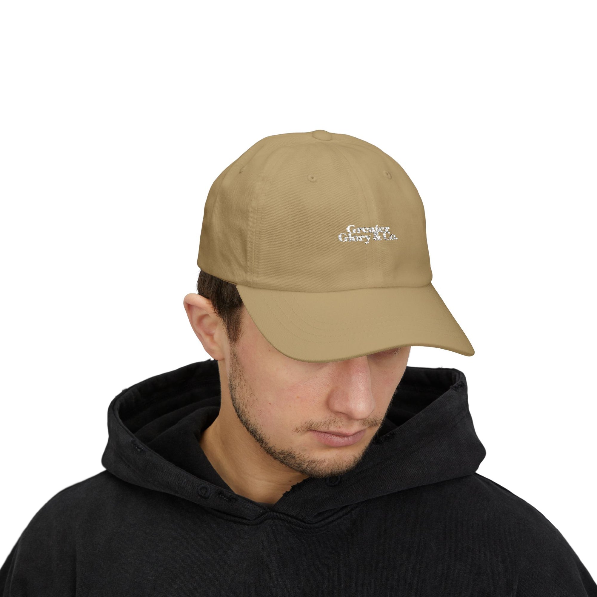 Classic Dad Cap w/Logo in white – Casual Style, Perfect Gift for Father's Day, Everyday Wear, Adjustable Hat, Trendy Accessories