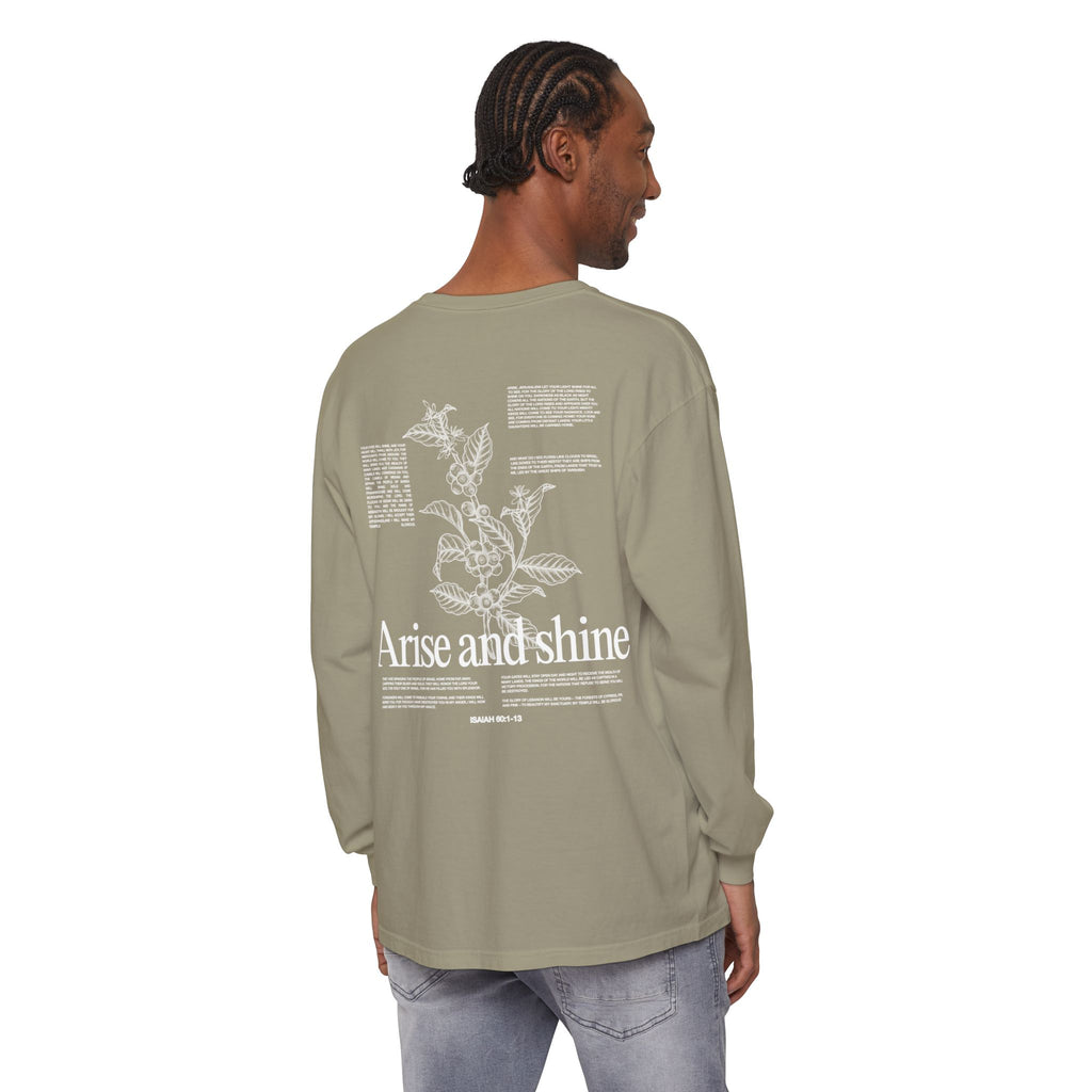 Arise and shine Long Sleeve T-Shirt, Positive Affirmation Tee, Gift for Her, Botanical Design, Everyday Wear, Spring Fashion