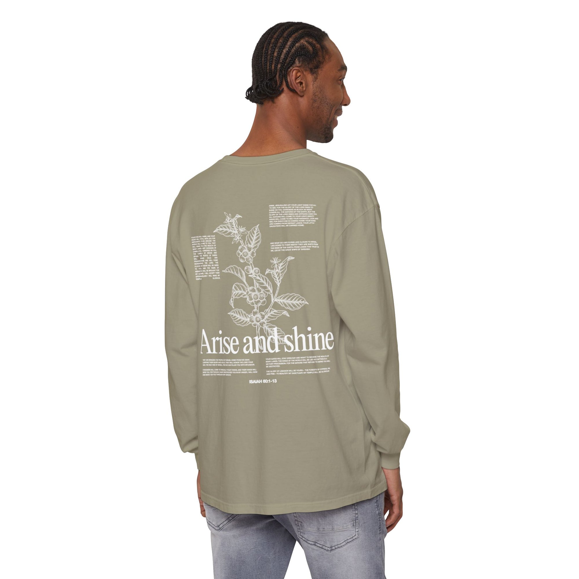 Arise and shine Long Sleeve T-Shirt, Positive Affirmation Tee, Gift for Her, Botanical Design, Everyday Wear, Spring Fashion