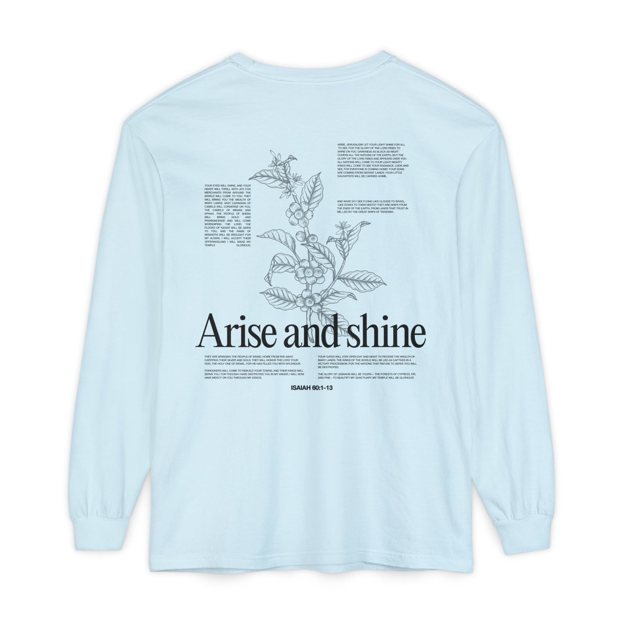 Arise and shine Long Sleeve T-Shirt, Positive Affirmation Tee, Gift for Her, Botanical Design, Everyday Wear, Spring Fashion