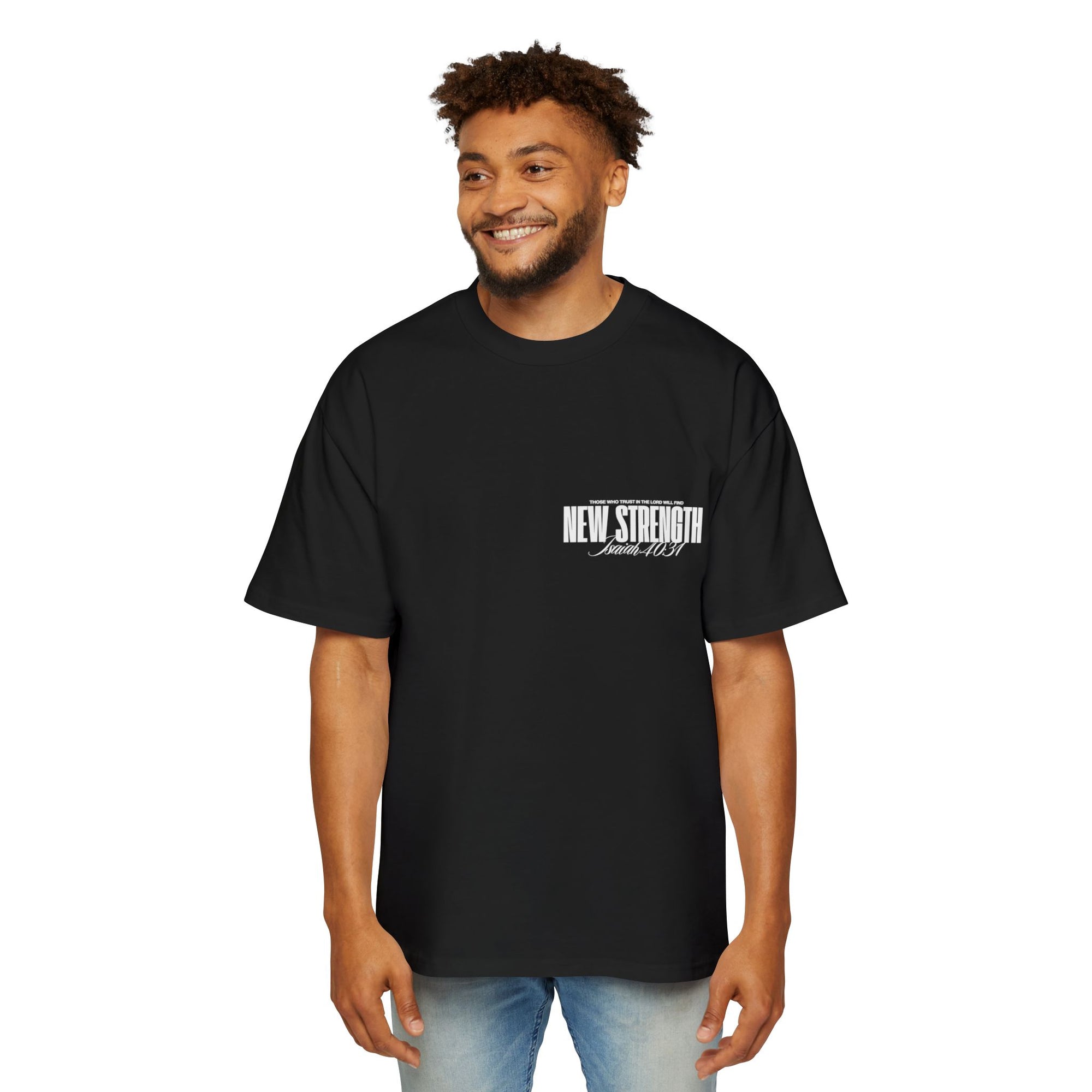 Soar with Strength – Oversized Tee Inspired by Isaiah 40:31 Men's Heavy Oversized Tee: Empowering Graphic Tee, Casual Streetwear, Unisex Comfort Shirt, Inspiring Gift for Him