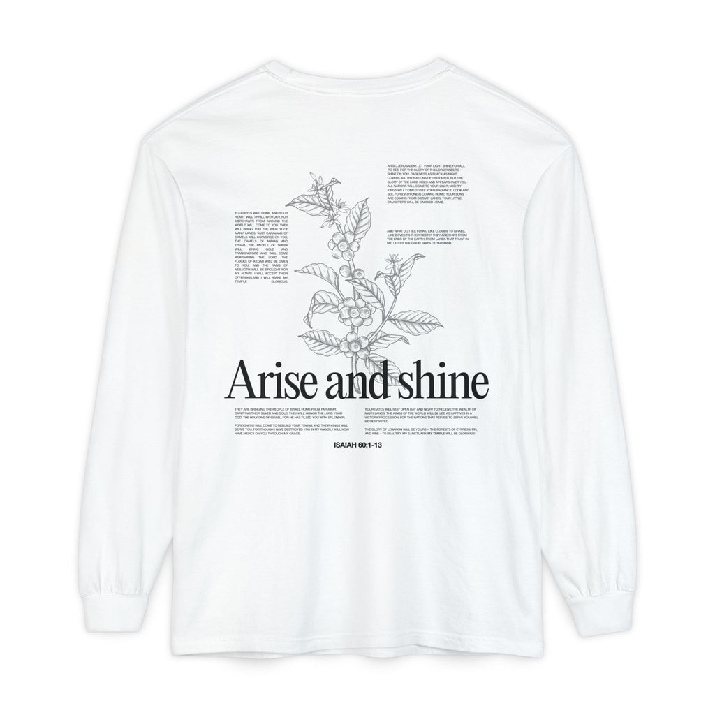 Arise and shine Long Sleeve T-Shirt, Positive Affirmation Tee, Gift for Her, Botanical Design, Everyday Wear, Spring Fashion