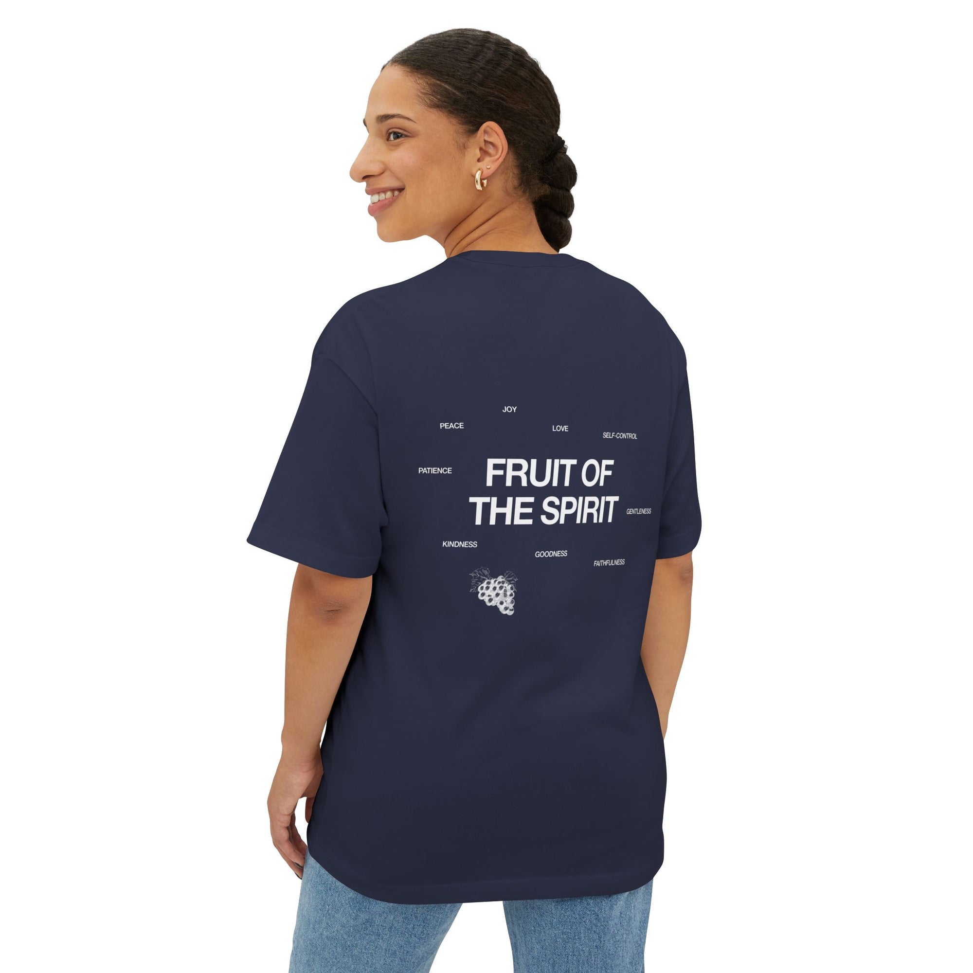 Unisex Oversized Boxy Tee - 'Fruit of the Spirit' Graphic T-Shirt for Casual Style, Layering, Gifts, Faith-Based Wear, Summer Fashion