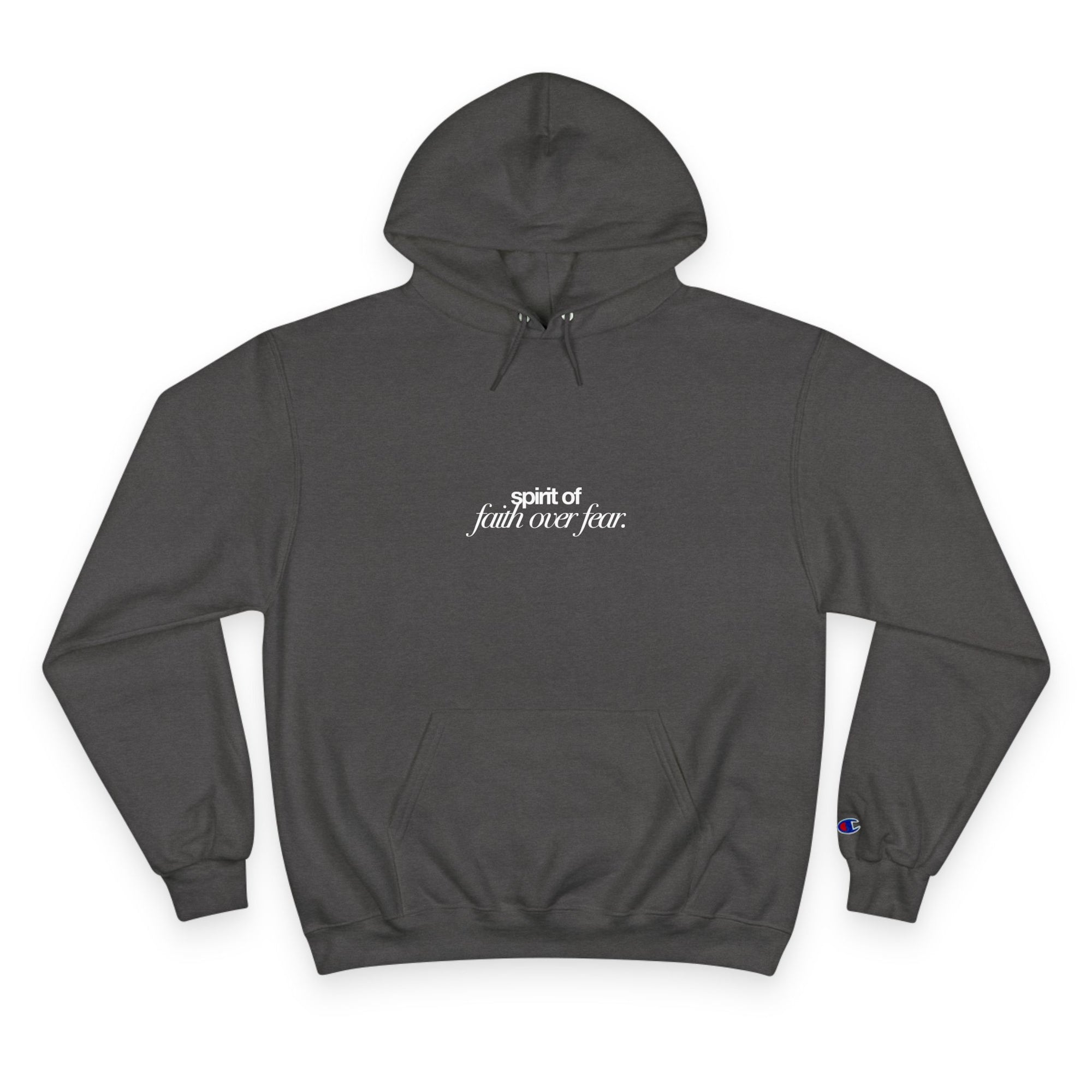 Inspirational Champion Hoodie - Spirit of Faith over Fear, Motivational Gift, Athleisure, Empowerment Apparel, Cozy Comfort