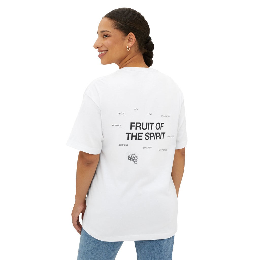 Unisex Oversized Boxy Tee - 'Fruit of the Spirit' Graphic T-Shirt for Casual Style, Layering, Gifts, Faith-Based Wear, Summer Fashion