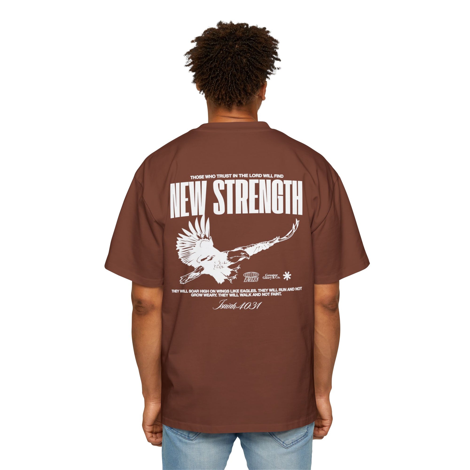 Soar with Strength – Oversized Tee Inspired by Isaiah 40:31 Men's Heavy Oversized Tee: Empowering Graphic Tee, Casual Streetwear, Unisex Comfort Shirt, Inspiring Gift for Him