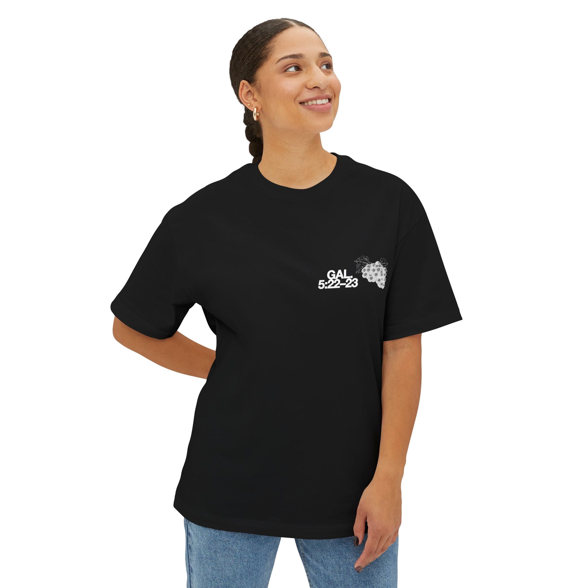 Unisex Oversized Boxy Tee - 'Fruit of the Spirit' Graphic T-Shirt for Casual Style, Layering, Gifts, Faith-Based Wear, Summer Fashion