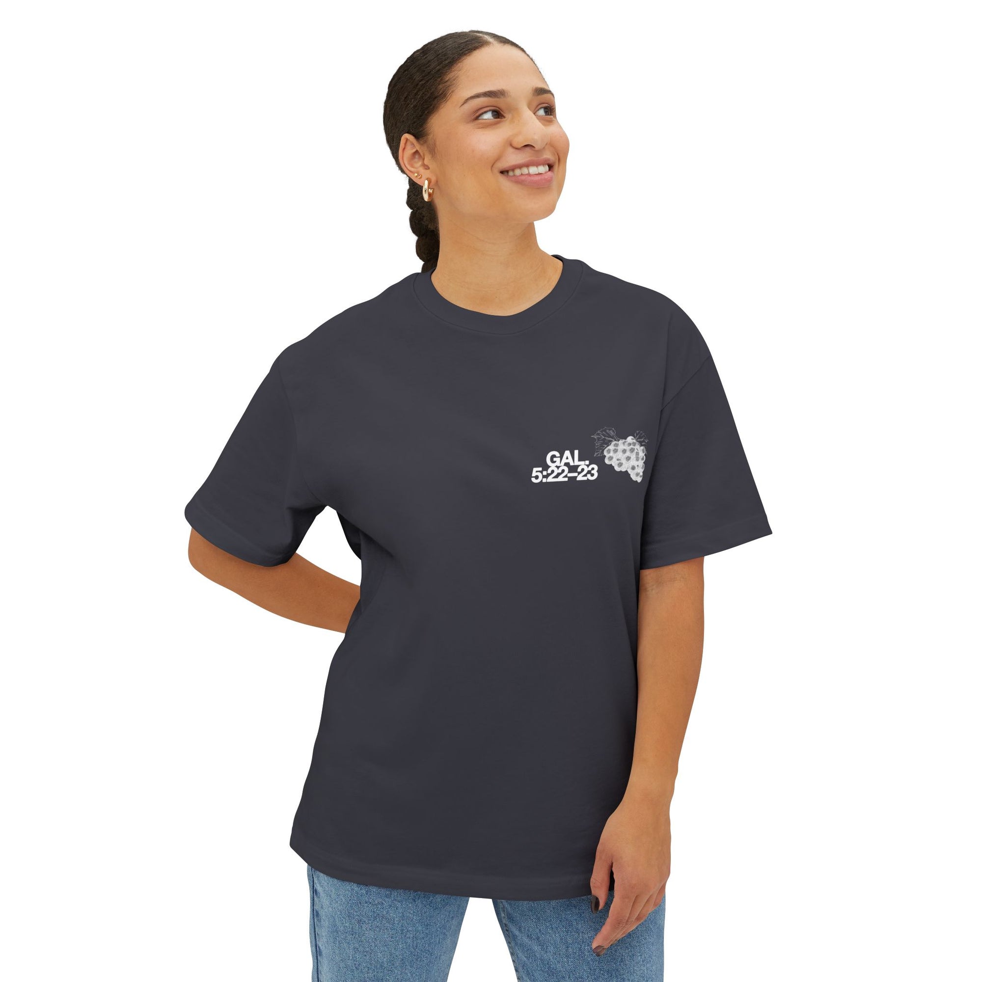 Unisex Oversized Boxy Tee - 'Fruit of the Spirit' Graphic T-Shirt for Casual Style, Layering, Gifts, Faith-Based Wear, Summer Fashion
