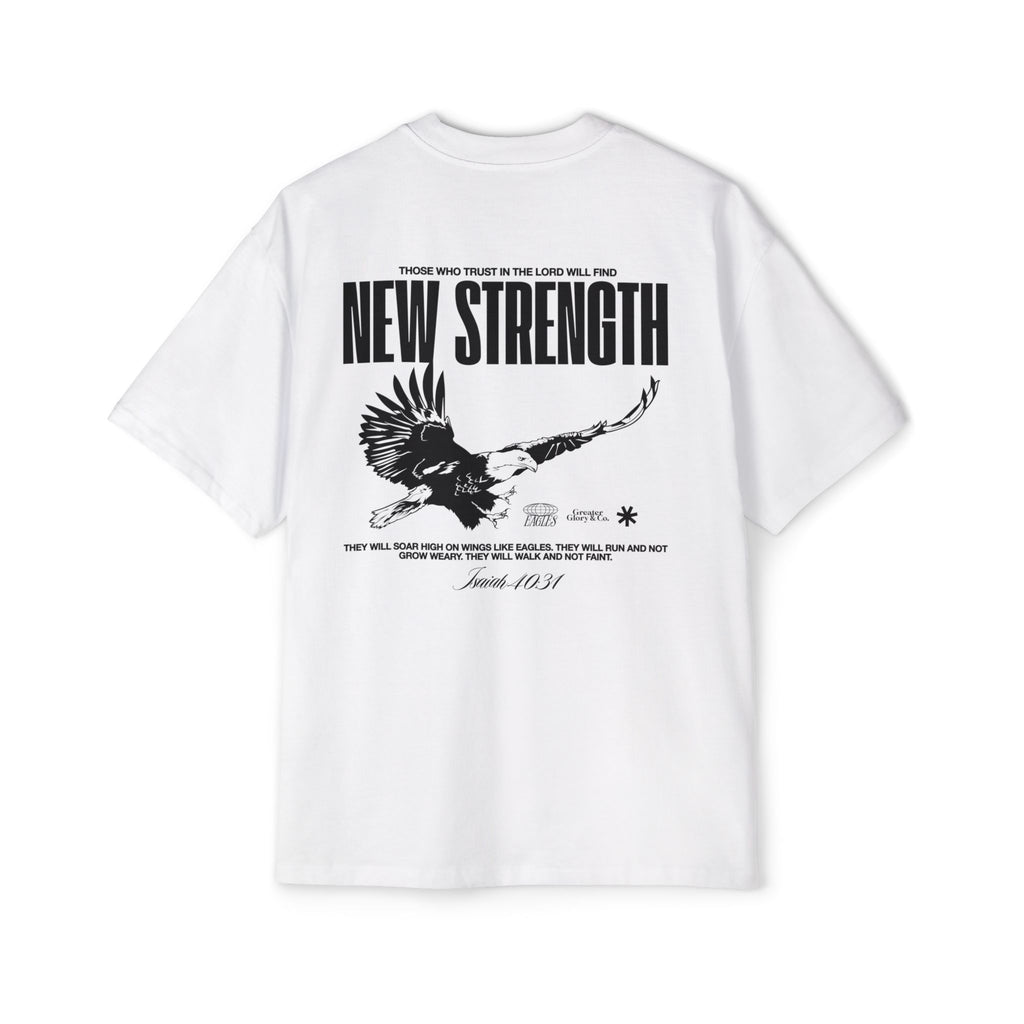 Soar with Strength – Oversized Tee Inspired by Isaiah 40:31 Men's Heavy Oversized Tee: Empowering Graphic Tee, Casual Streetwear, Unisex Comfort Shirt, Inspiring Gift for Him
