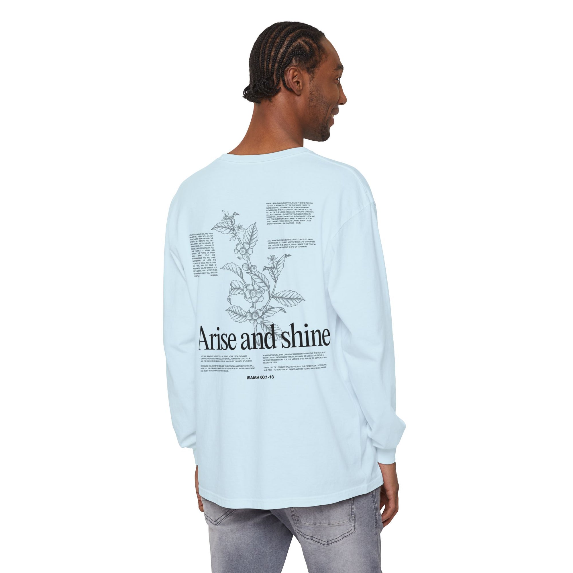 Arise and shine Long Sleeve T-Shirt, Positive Affirmation Tee, Gift for Her, Botanical Design, Everyday Wear, Spring Fashion