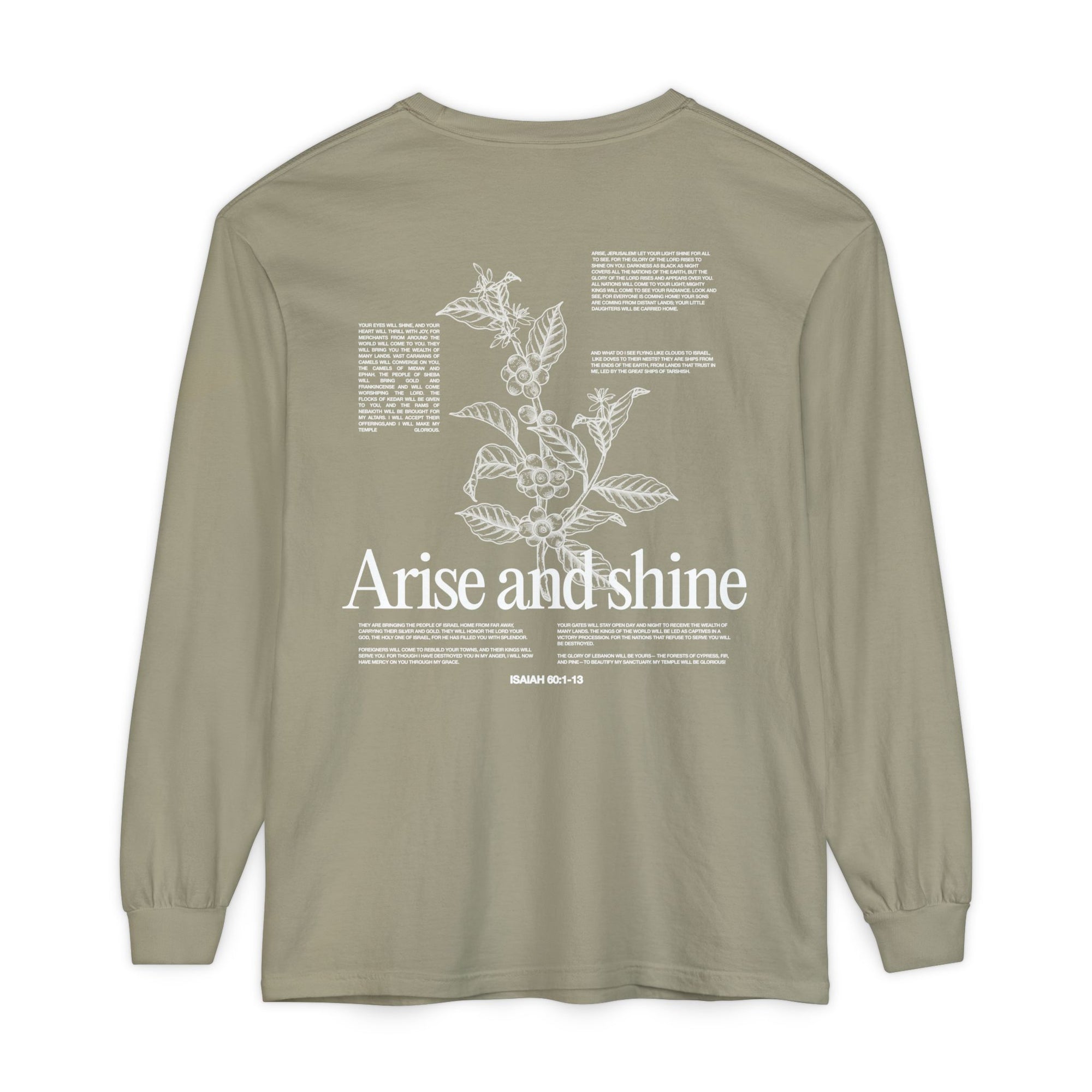 Arise and shine Long Sleeve T-Shirt, Positive Affirmation Tee, Gift for Her, Botanical Design, Everyday Wear, Spring Fashion