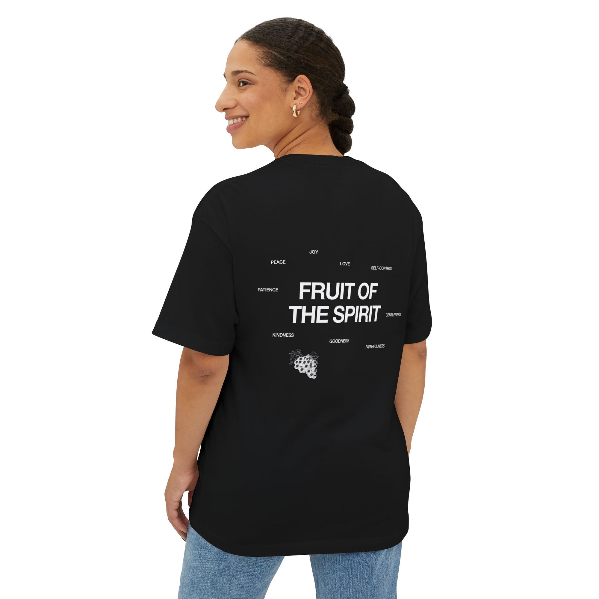Unisex Oversized Boxy Tee - 'Fruit of the Spirit' Graphic T-Shirt for Casual Style, Layering, Gifts, Faith-Based Wear, Summer Fashion