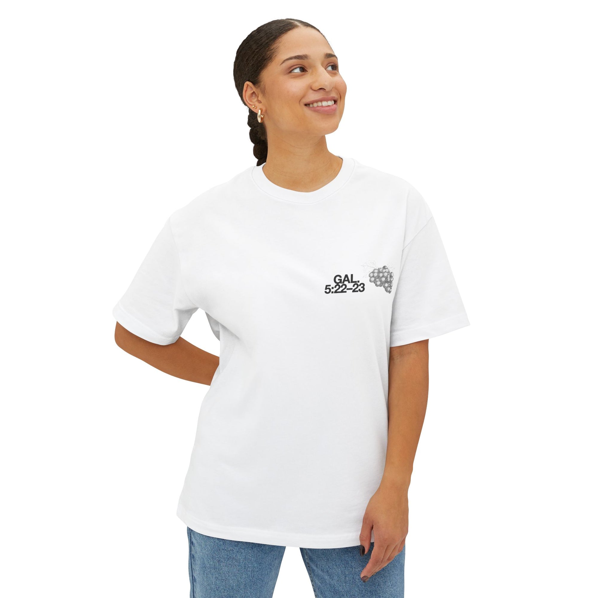 Unisex Oversized Boxy Tee - 'Fruit of the Spirit' Graphic T-Shirt for Casual Style, Layering, Gifts, Faith-Based Wear, Summer Fashion