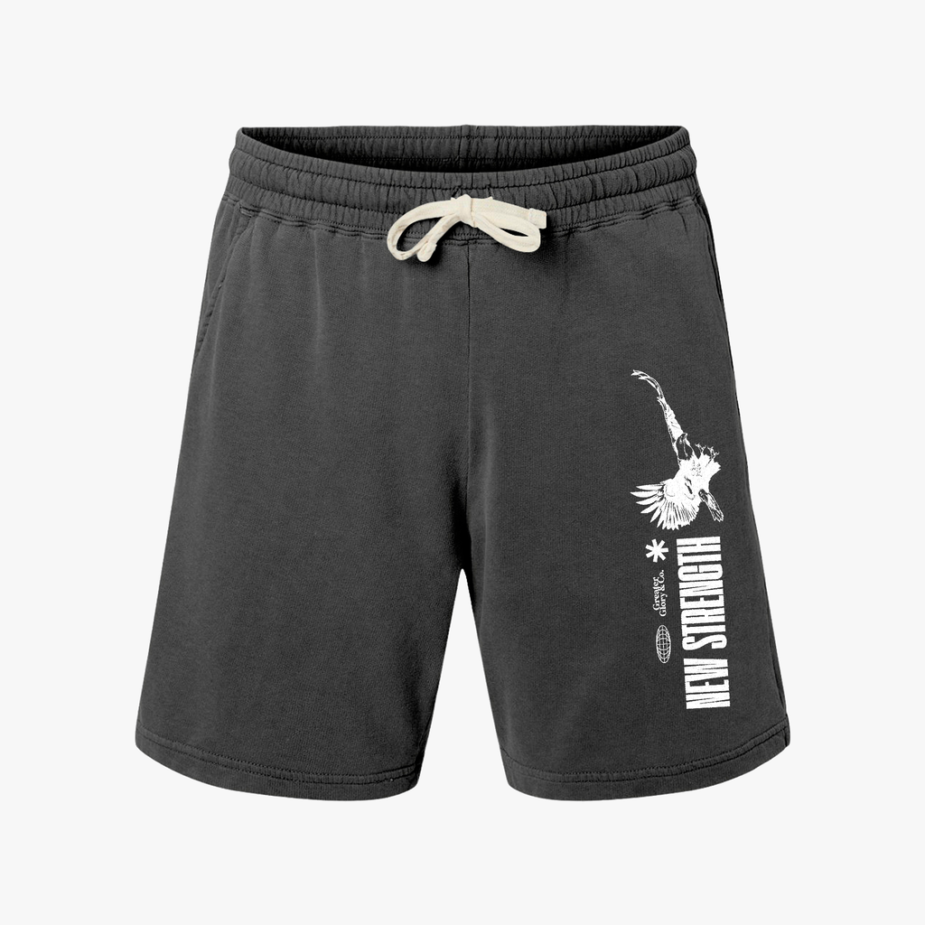 STRENGTH Lightweight Fleece Sweat Shorts for Relaxation, Perfect for Summer, Beach Days, Fitness, Casual Wear, Graphic Print