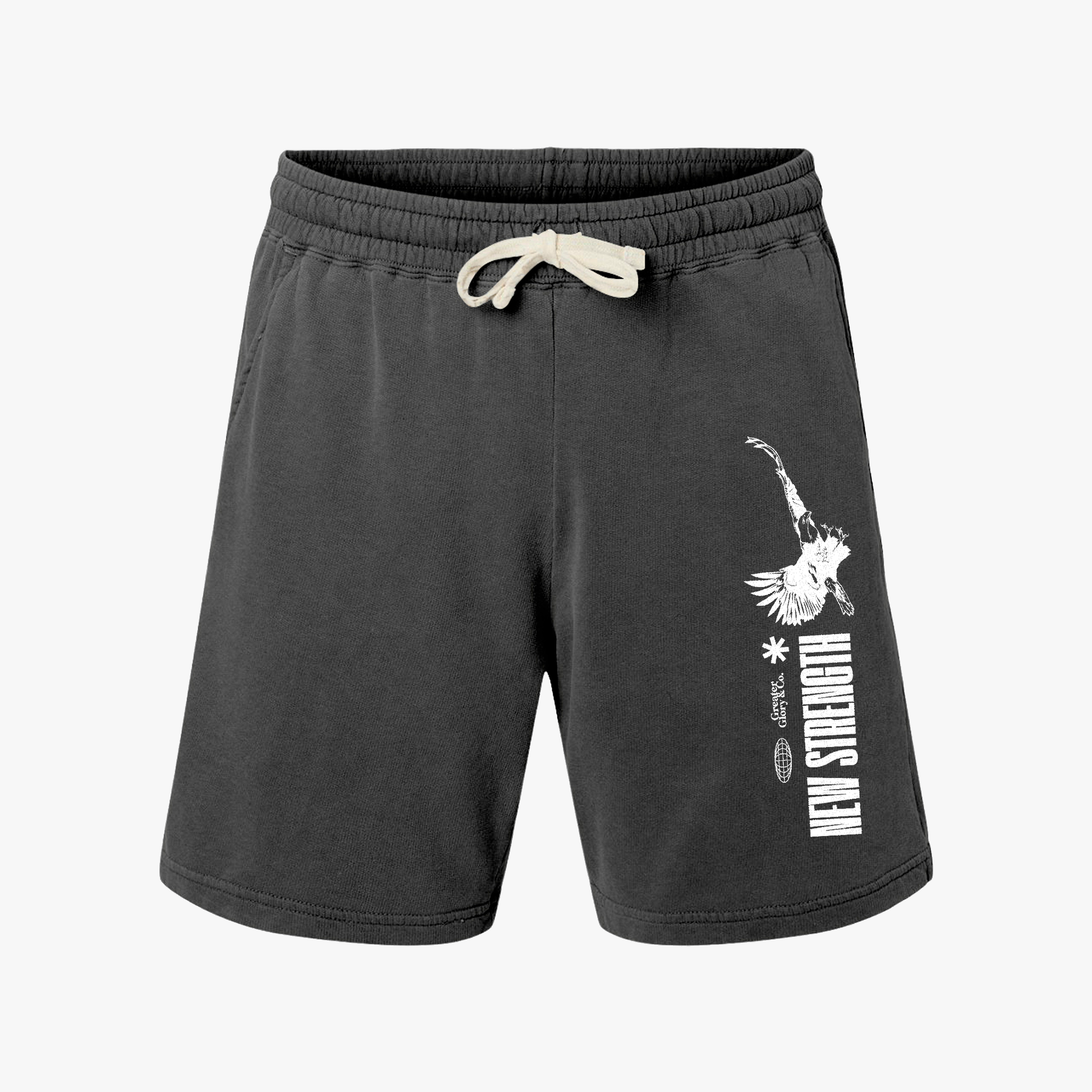STRENGTH Lightweight Fleece Sweat Shorts for Relaxation, Perfect for Summer, Beach Days, Fitness, Casual Wear, Graphic Print