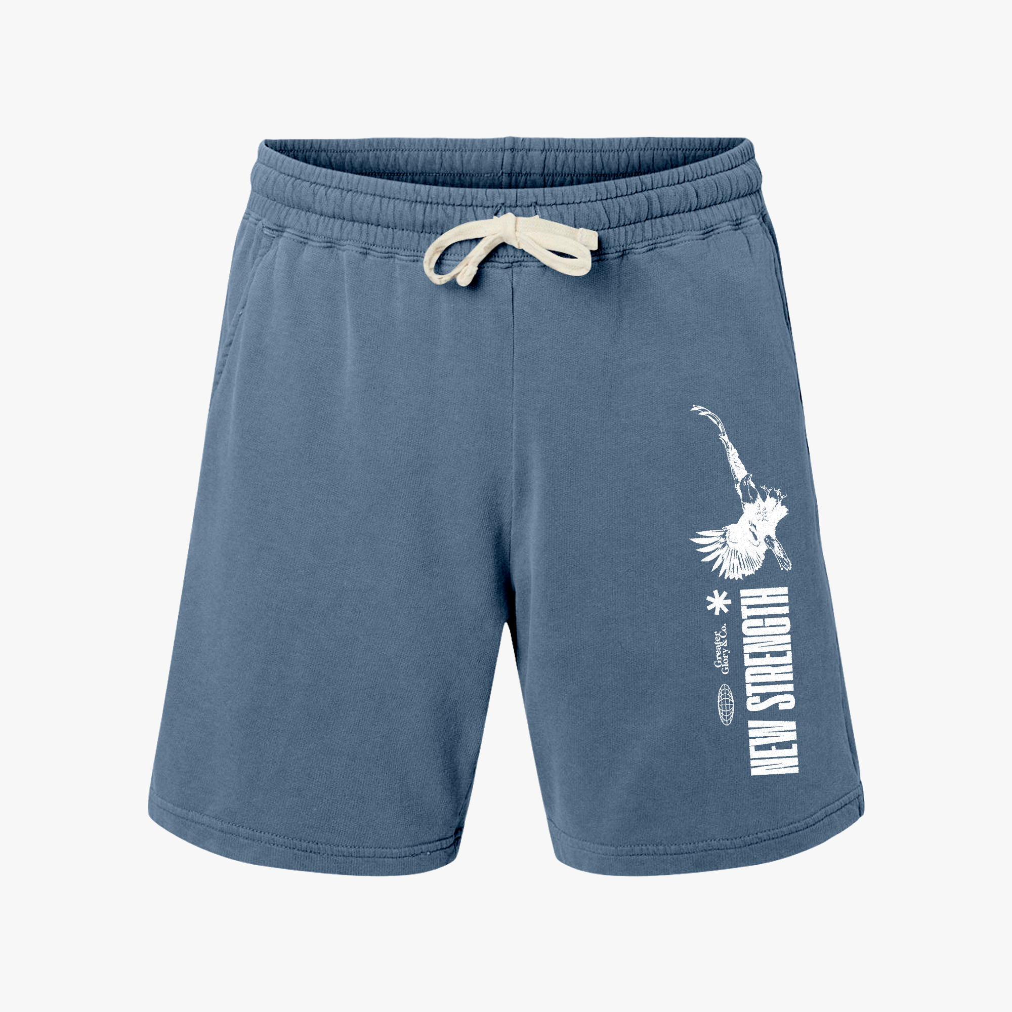 STRENGTH Lightweight Fleece Sweat Shorts for Relaxation, Perfect for Summer, Beach Days, Fitness, Casual Wear, Graphic Print