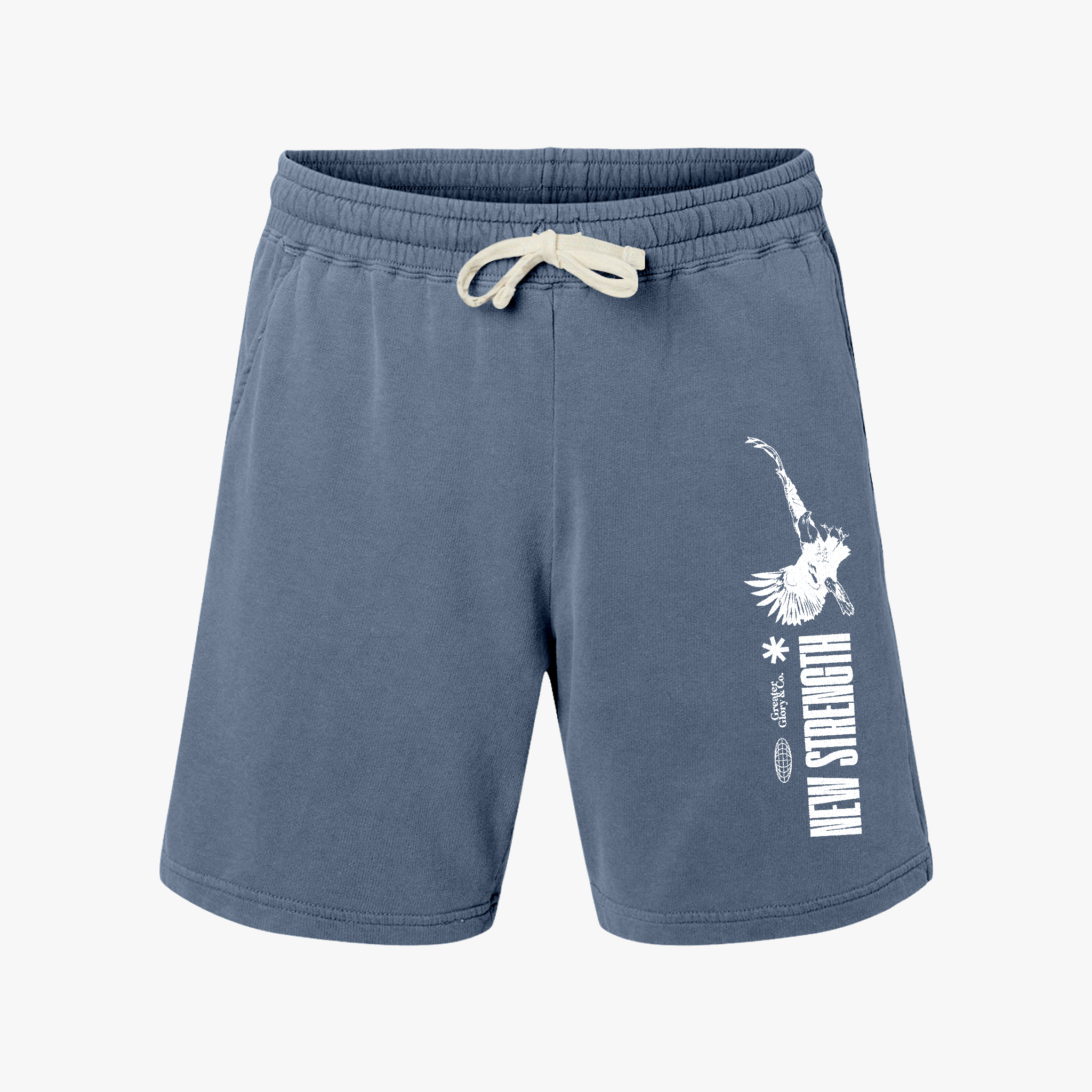 STRENGTH Lightweight Fleece Sweat Shorts for Relaxation, Perfect for Summer, Beach Days, Fitness, Casual Wear, Graphic Print
