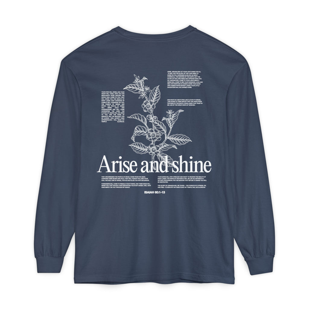 Arise and shine Long Sleeve T-Shirt, Positive Affirmation Tee, Gift for Her, Botanical Design, Everyday Wear, Spring Fashion