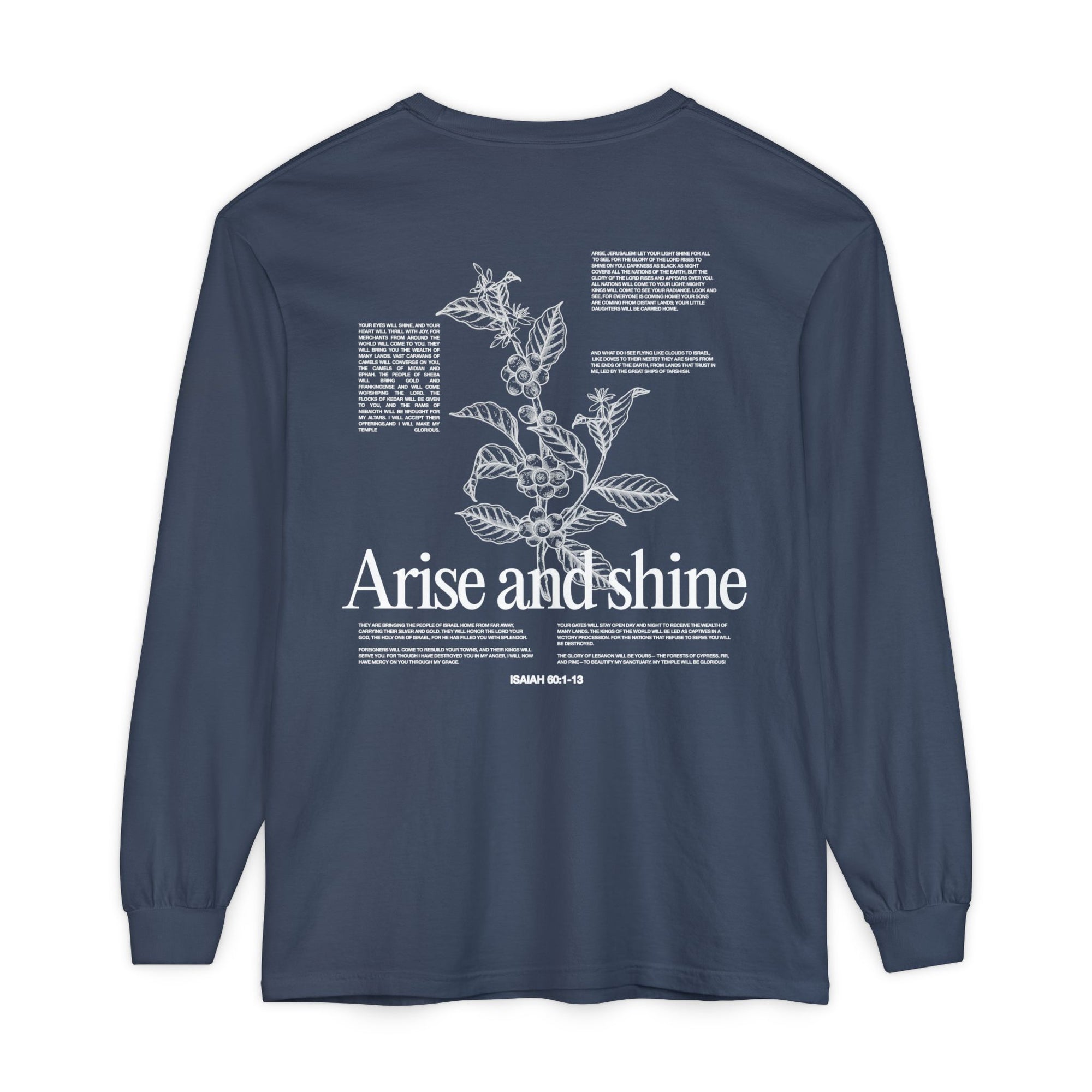 Arise and shine Long Sleeve T-Shirt, Positive Affirmation Tee, Gift for Her, Botanical Design, Everyday Wear, Spring Fashion