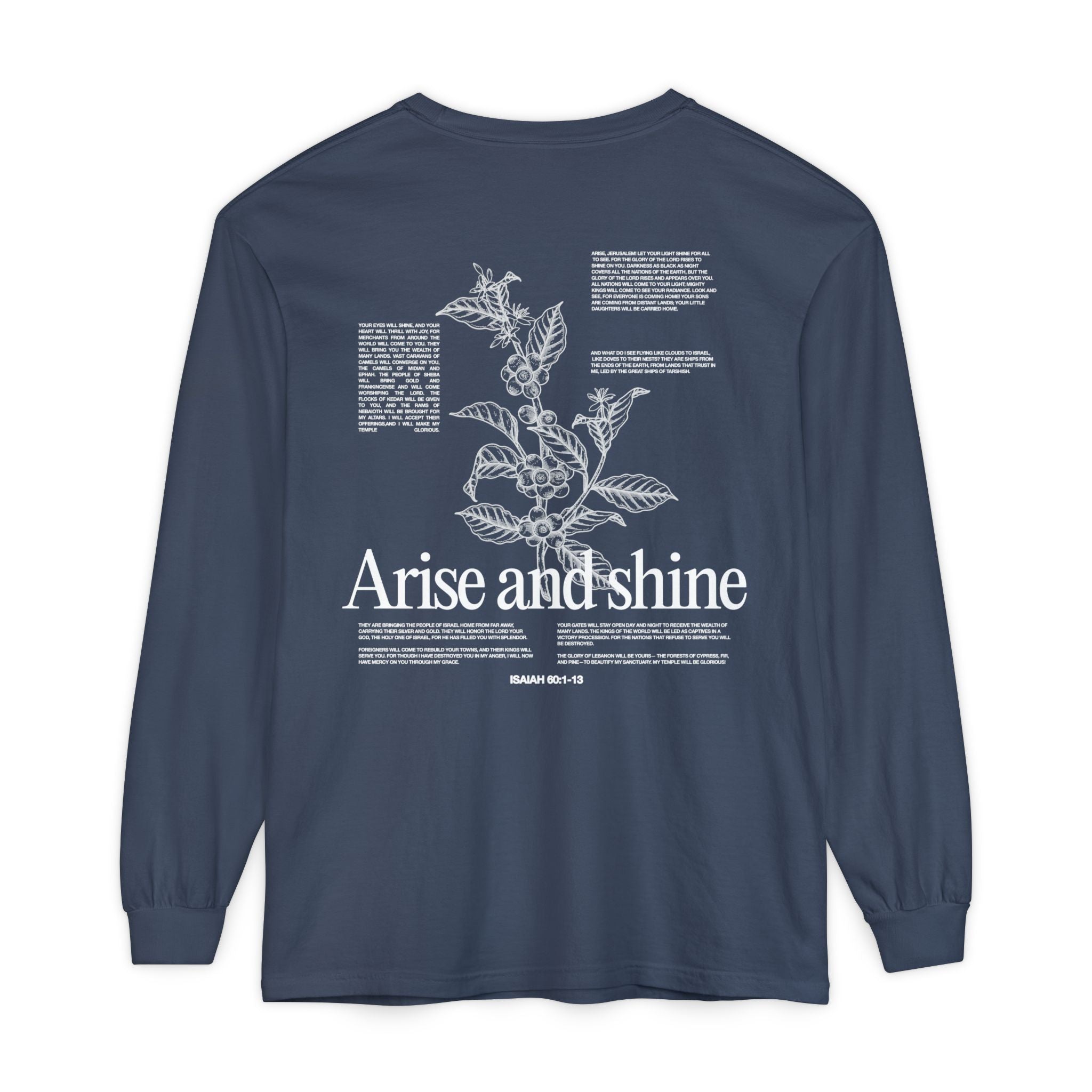 Arise and shine Long Sleeve T-Shirt, Positive Affirmation Tee, Gift for Her, Botanical Design, Everyday Wear, Spring Fashion
