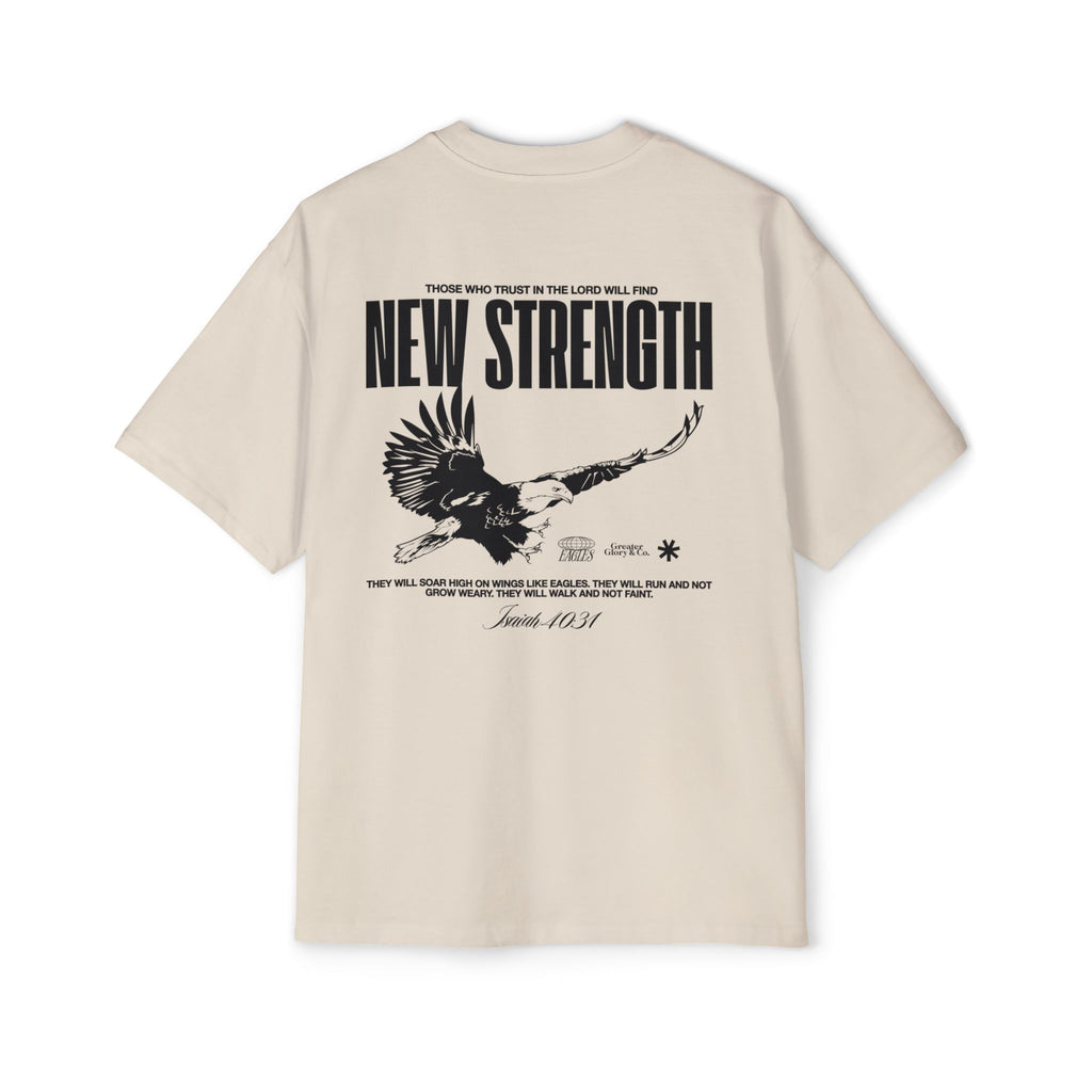 Soar with Strength – Oversized Tee Inspired by Isaiah 40:31 Men's Heavy Oversized Tee: Empowering Graphic Tee, Casual Streetwear, Unisex Comfort Shirt, Inspiring Gift for Him