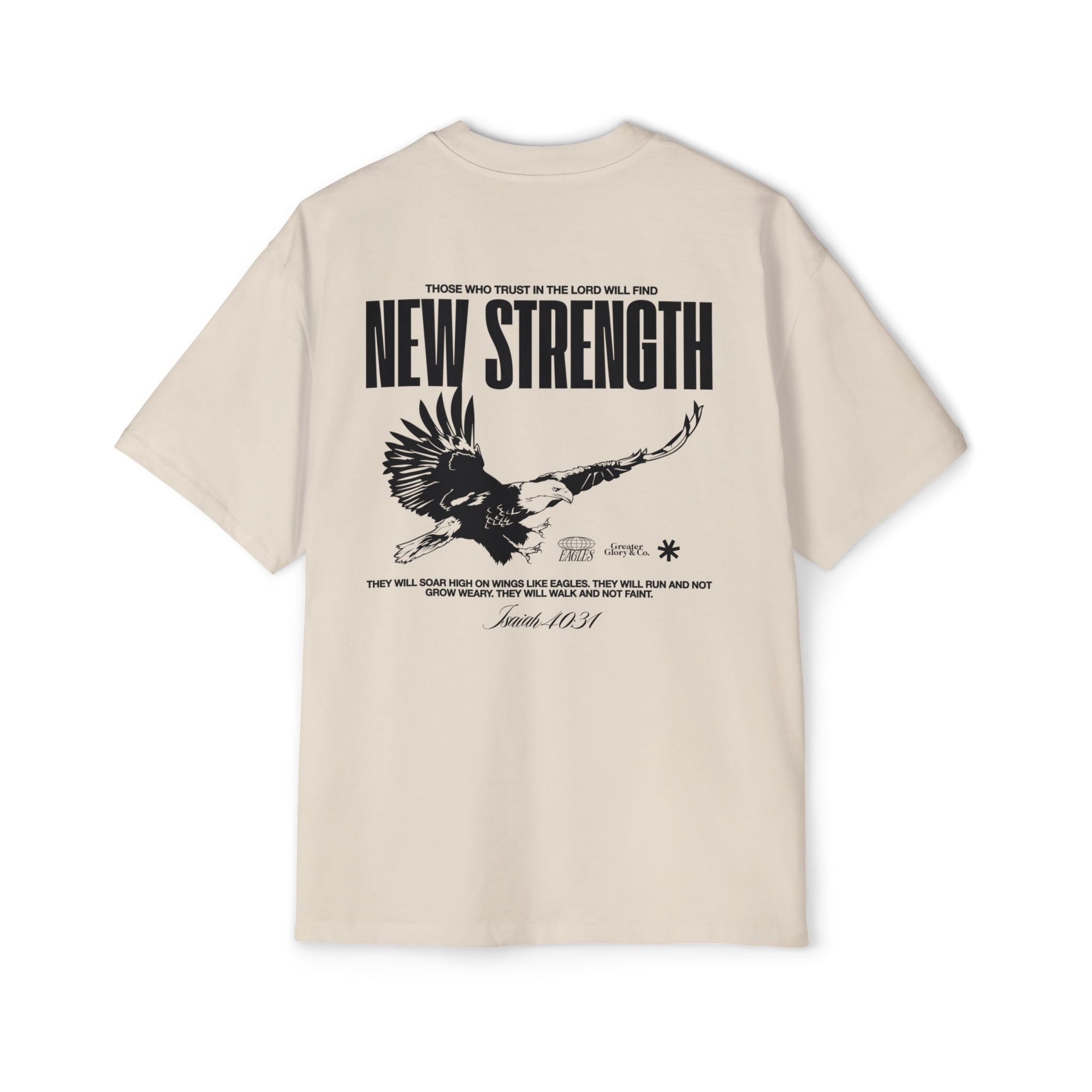 Soar with Strength – Oversized Tee Inspired by Isaiah 40:31 Men's Heavy Oversized Tee: Empowering Graphic Tee, Casual Streetwear, Unisex Comfort Shirt, Inspiring Gift for Him