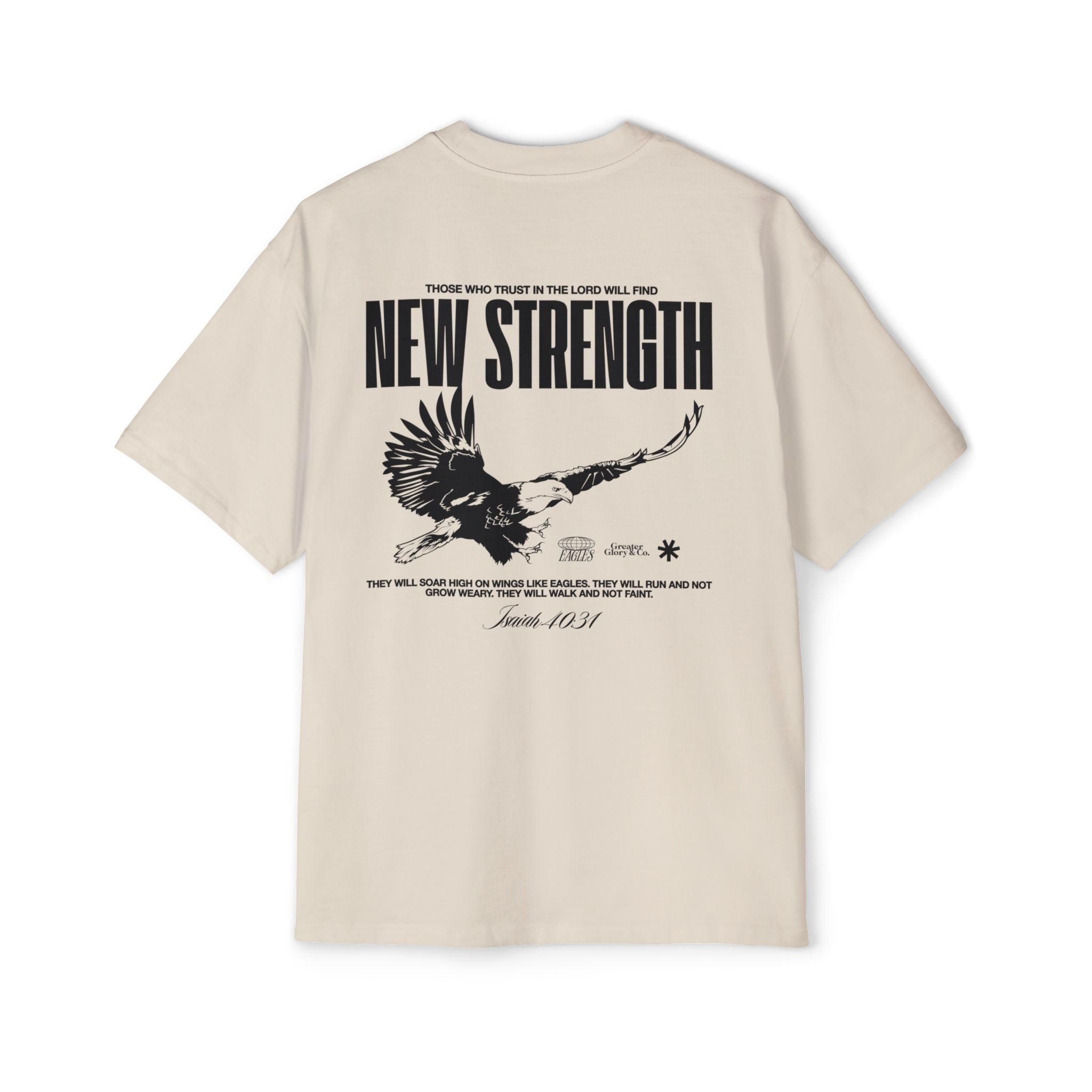 Soar with Strength – Oversized Tee Inspired by Isaiah 40:31 Men's Heavy Oversized Tee: Empowering Graphic Tee, Casual Streetwear, Unisex Comfort Shirt, Inspiring Gift for Him