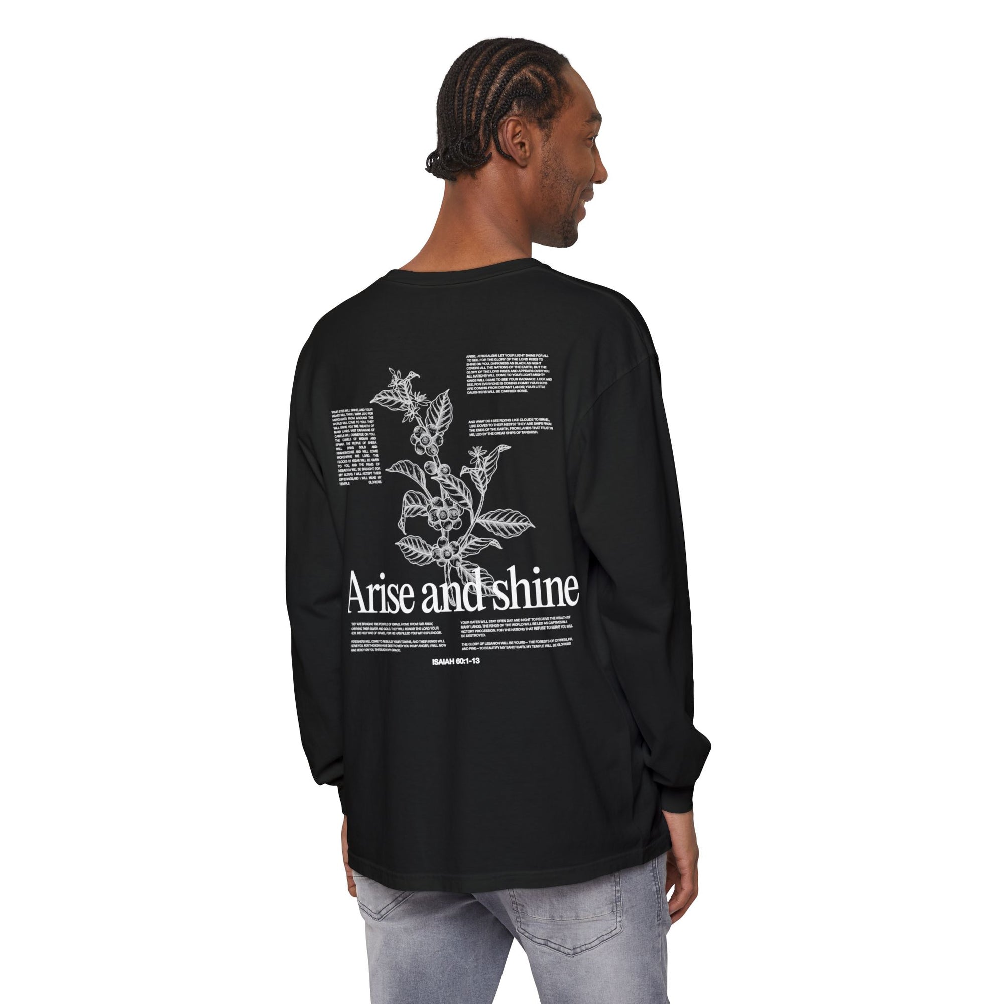 Arise and shine Long Sleeve T-Shirt, Positive Affirmation Tee, Gift for Her, Botanical Design, Everyday Wear, Spring Fashion