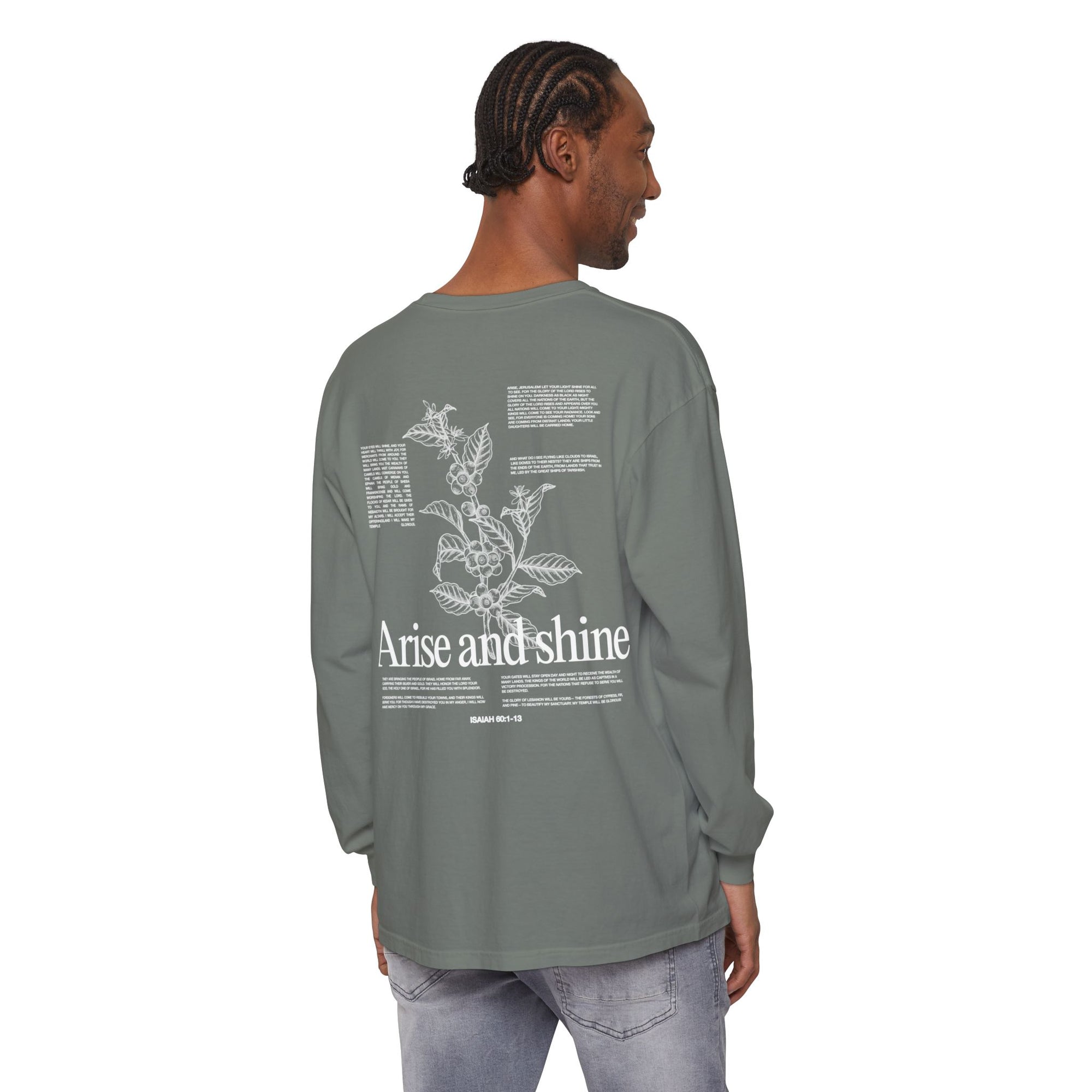 Arise and shine Long Sleeve T-Shirt, Positive Affirmation Tee, Gift for Her, Botanical Design, Everyday Wear, Spring Fashion
