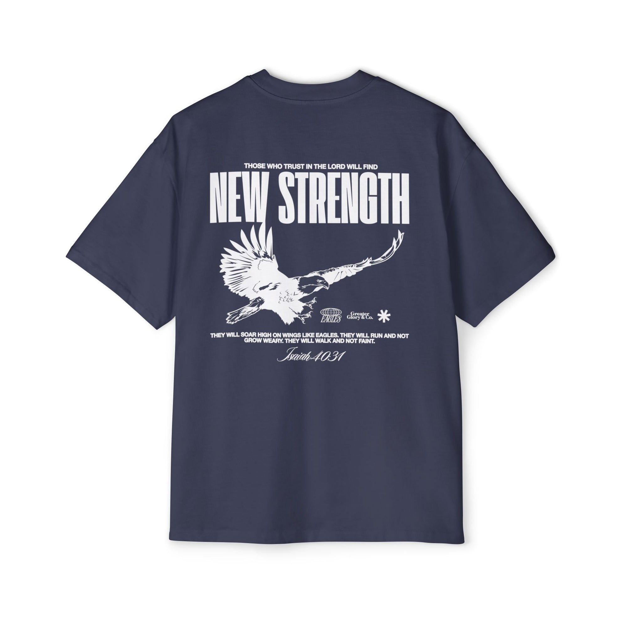 Soar with Strength – Oversized Tee Inspired by Isaiah 40:31 Men's Heavy Oversized Tee: Empowering Graphic Tee, Casual Streetwear, Unisex Comfort Shirt, Inspiring Gift for Him