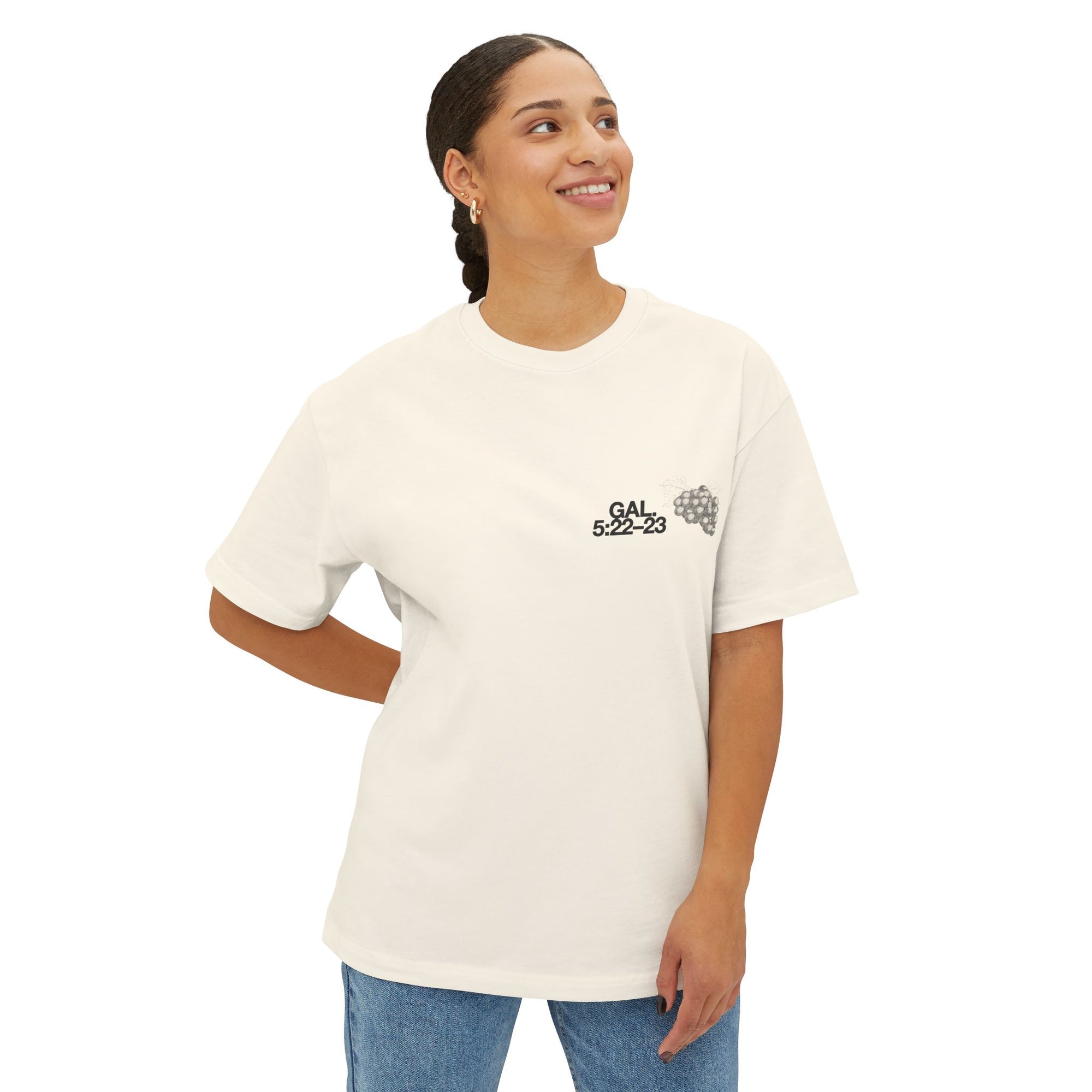 Unisex Oversized Boxy Tee - 'Fruit of the Spirit' Graphic T-Shirt for Casual Style, Layering, Gifts, Faith-Based Wear, Summer Fashion