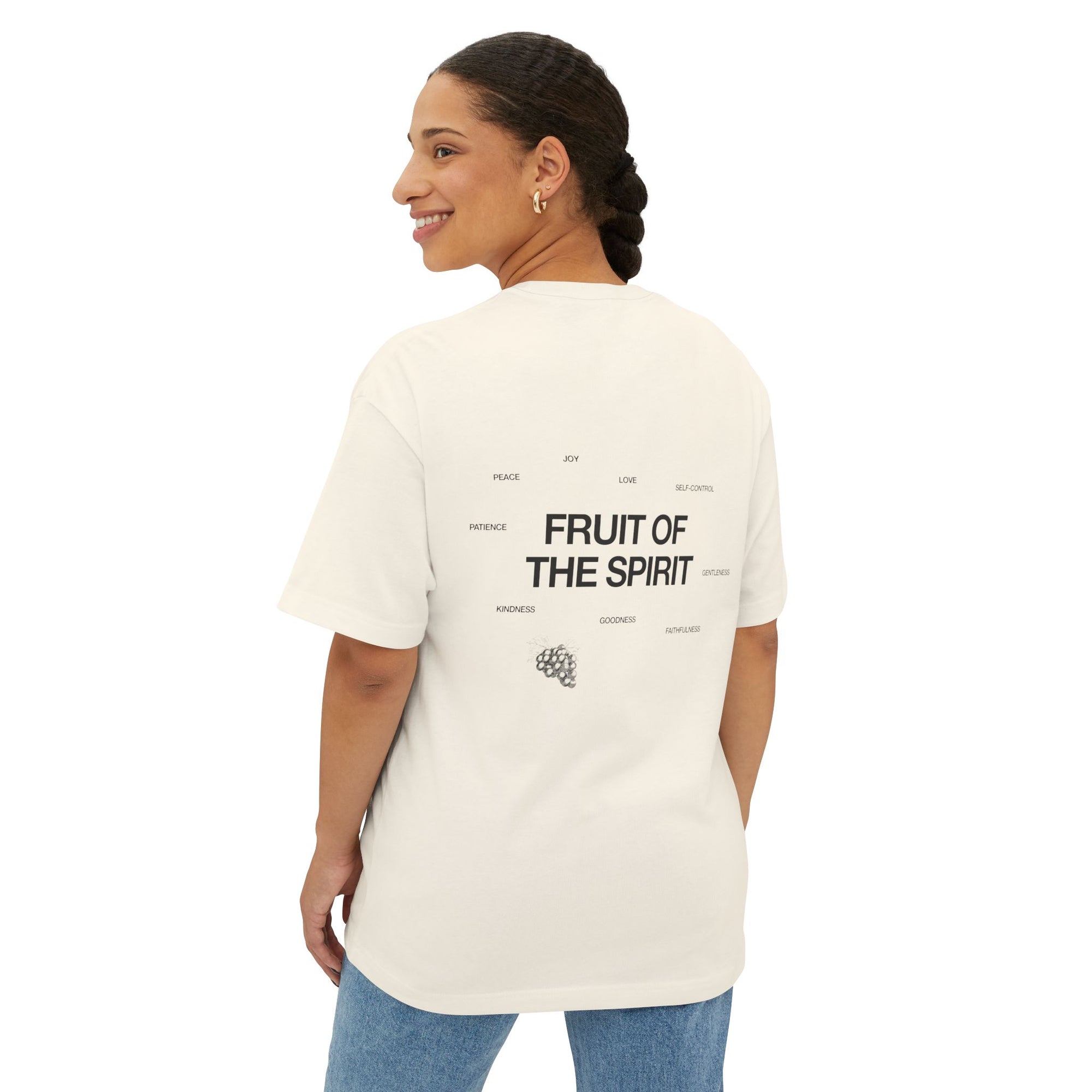 Unisex Oversized Boxy Tee - 'Fruit of the Spirit' Graphic T-Shirt for Casual Style, Layering, Gifts, Faith-Based Wear, Summer Fashion
