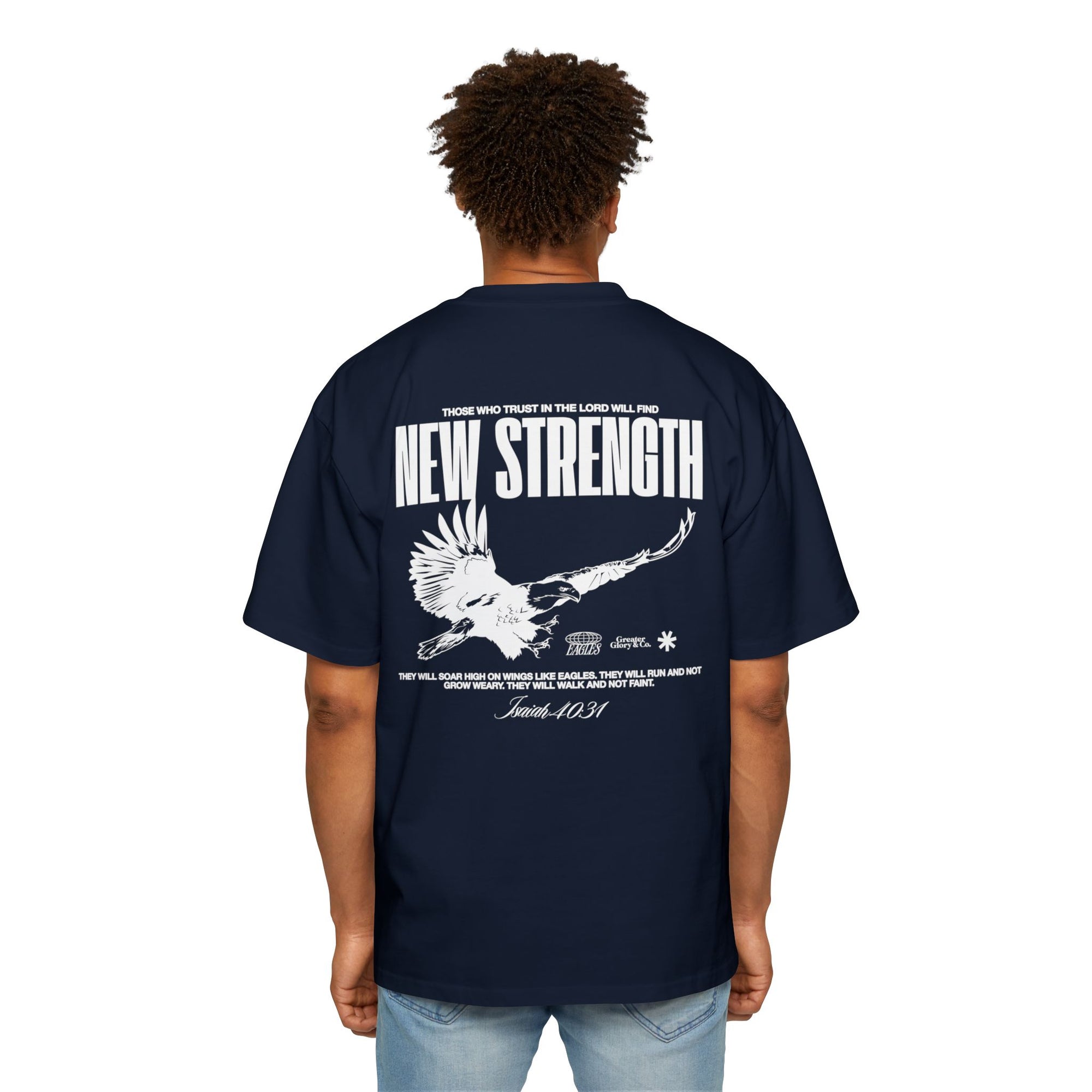 Soar with Strength – Oversized Tee Inspired by Isaiah 40:31 Men's Heavy Oversized Tee: Empowering Graphic Tee, Casual Streetwear, Unisex Comfort Shirt, Inspiring Gift for Him