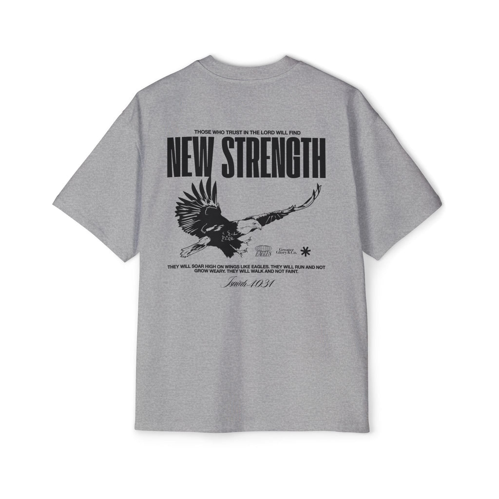Soar with Strength – Oversized Tee Inspired by Isaiah 40:31 Men's Heavy Oversized Tee: Empowering Graphic Tee, Casual Streetwear, Unisex Comfort Shirt, Inspiring Gift for Him