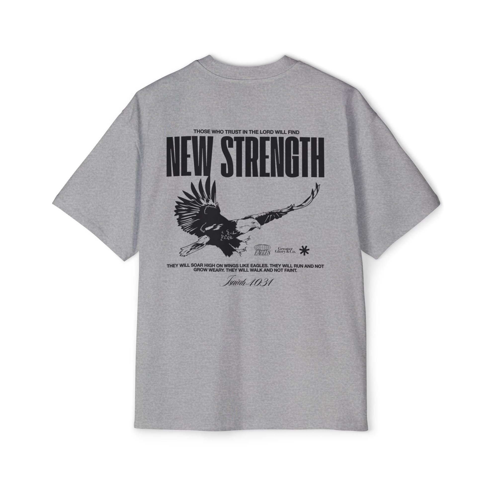 Soar with Strength – Oversized Tee Inspired by Isaiah 40:31 Men's Heavy Oversized Tee: Empowering Graphic Tee, Casual Streetwear, Unisex Comfort Shirt, Inspiring Gift for Him
