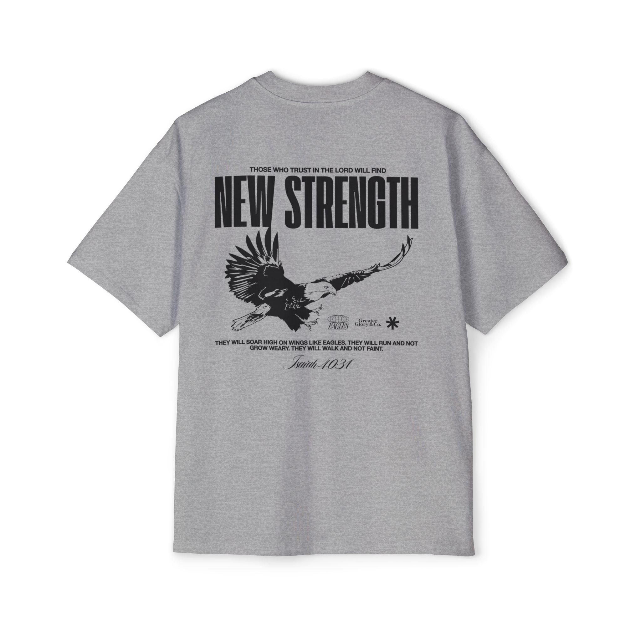 Soar with Strength – Oversized Tee Inspired by Isaiah 40:31 Men's Heavy Oversized Tee: Empowering Graphic Tee, Casual Streetwear, Unisex Comfort Shirt, Inspiring Gift for Him