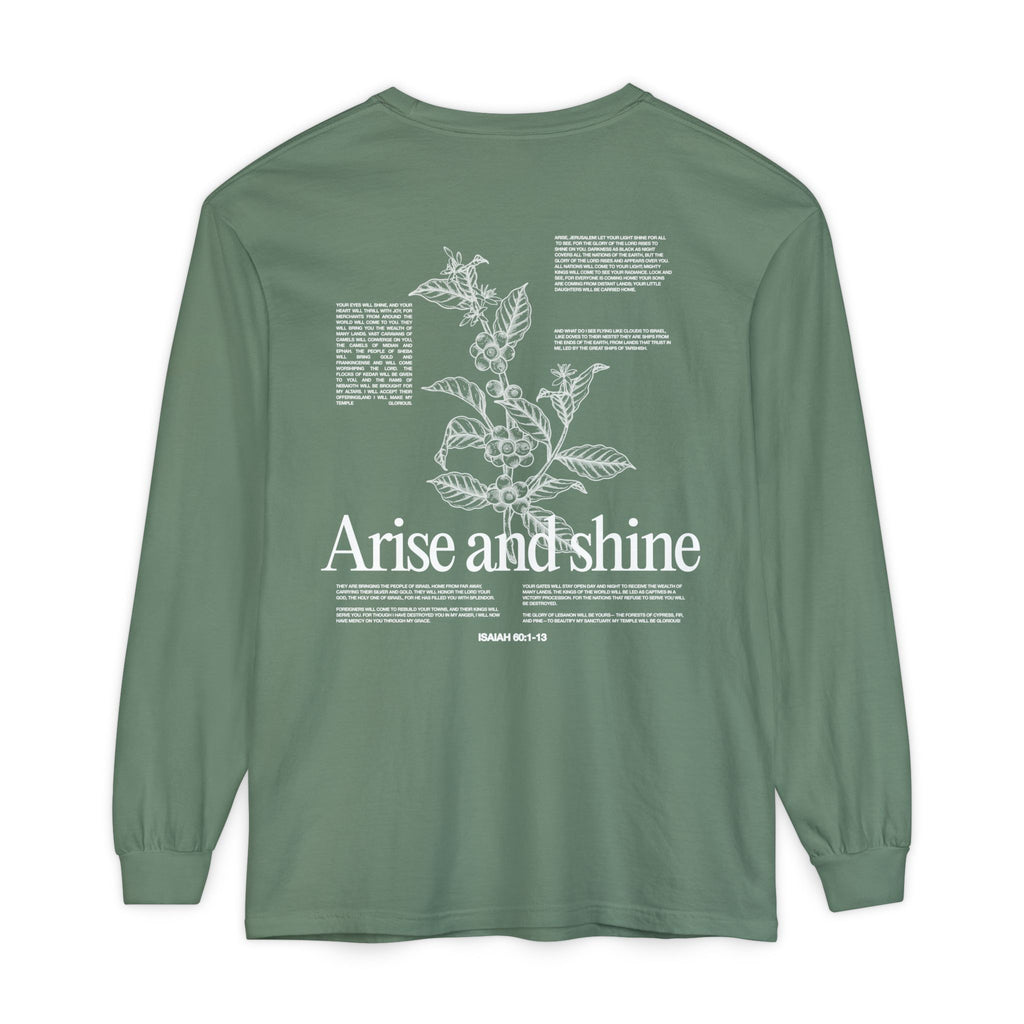 Arise and shine Long Sleeve T-Shirt, Positive Affirmation Tee, Gift for Her, Botanical Design, Everyday Wear, Spring Fashion