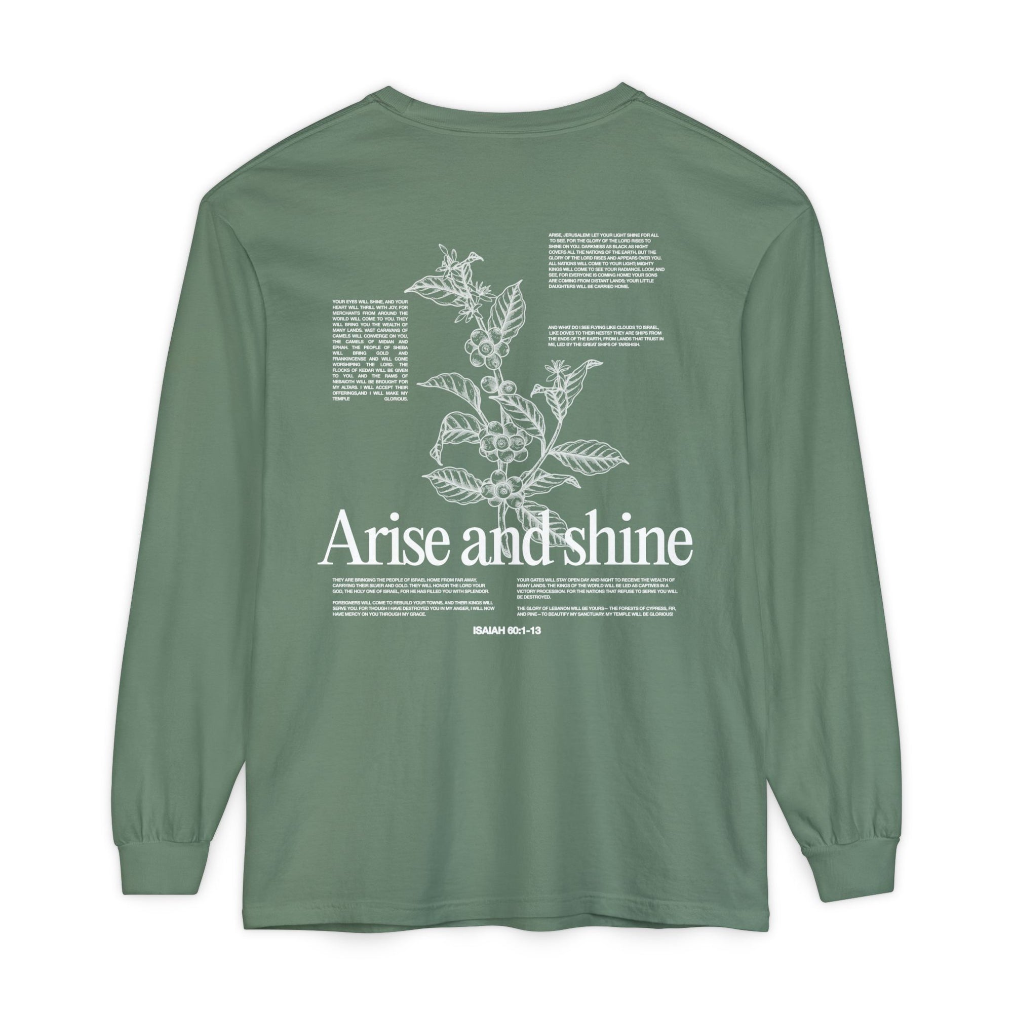 Arise and shine Long Sleeve T-Shirt, Positive Affirmation Tee, Gift for Her, Botanical Design, Everyday Wear, Spring Fashion