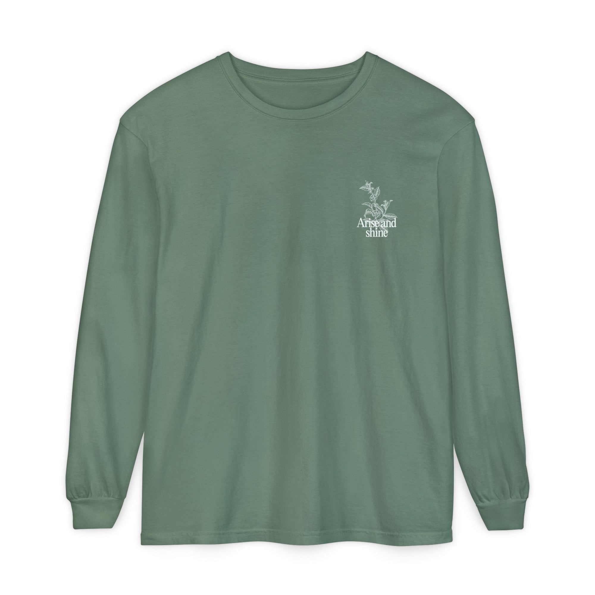 Arise and shine Long Sleeve T-Shirt, Positive Affirmation Tee, Gift for Her, Botanical Design, Everyday Wear, Spring Fashion