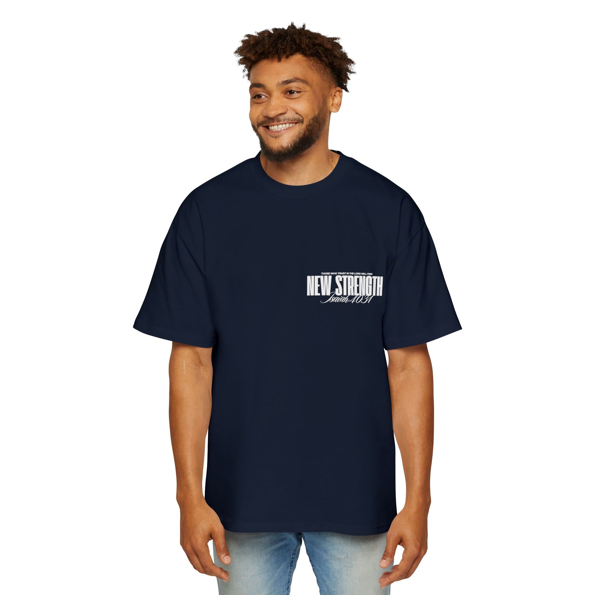Soar with Strength – Oversized Tee Inspired by Isaiah 40:31 Men's Heavy Oversized Tee: Empowering Graphic Tee, Casual Streetwear, Unisex Comfort Shirt, Inspiring Gift for Him