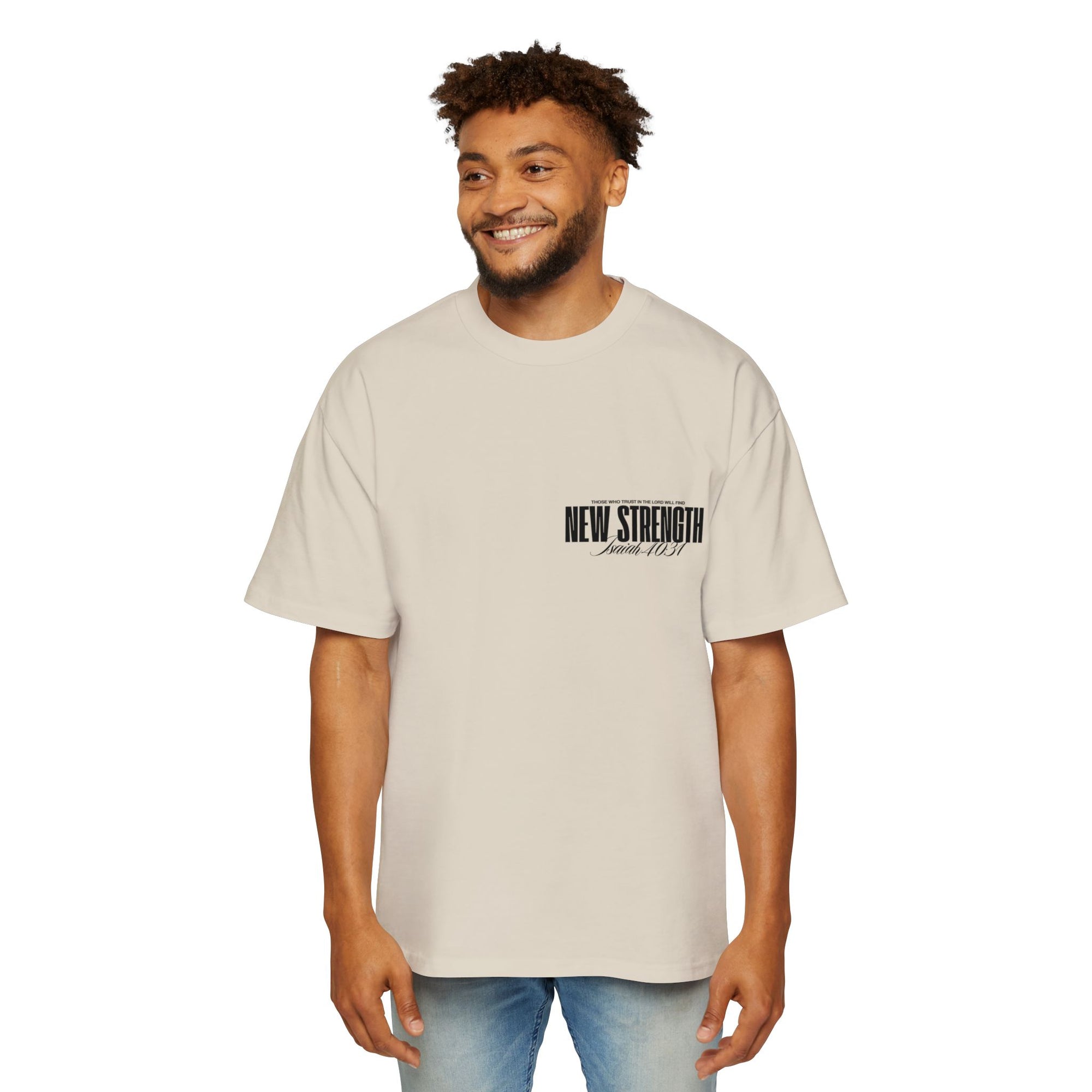 Soar with Strength – Oversized Tee Inspired by Isaiah 40:31 Men's Heavy Oversized Tee: Empowering Graphic Tee, Casual Streetwear, Unisex Comfort Shirt, Inspiring Gift for Him