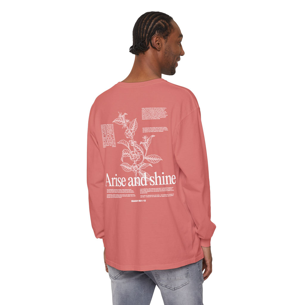 Arise and shine Long Sleeve T-Shirt, Positive Affirmation Tee, Gift for Her, Botanical Design, Everyday Wear, Spring Fashion